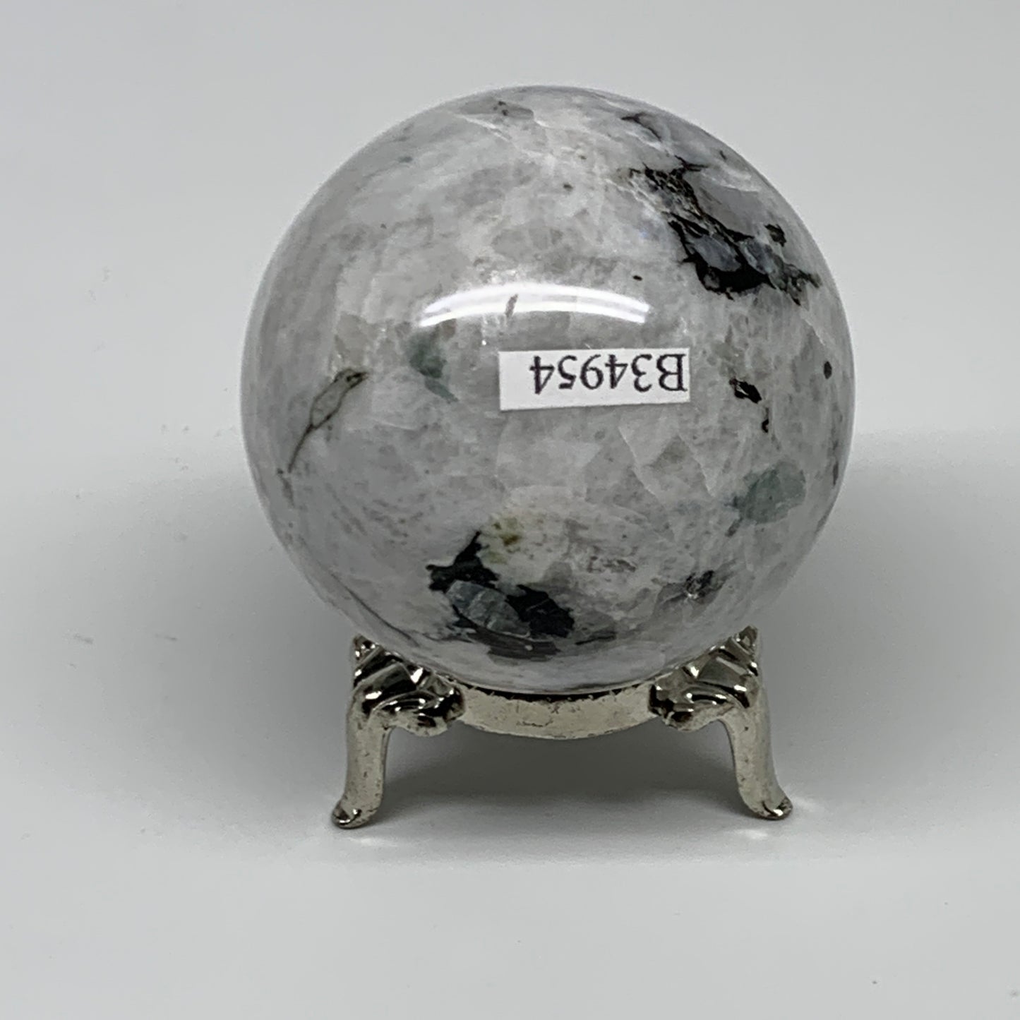 208.1g, 2.1"(52mm), Natural Rainbow Moonstone Sphere Ball Gemstone, B34954