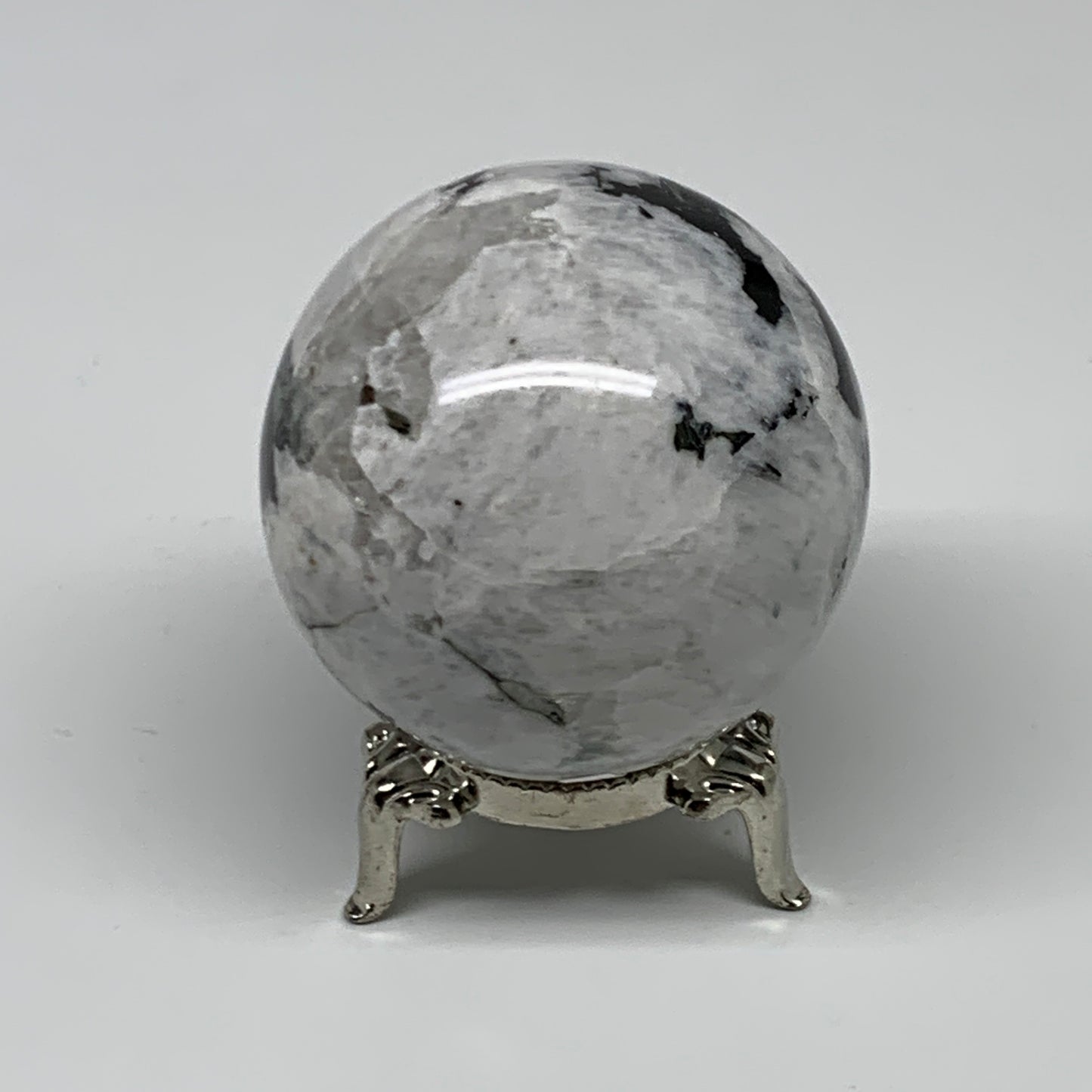 208.1g, 2.1"(52mm), Natural Rainbow Moonstone Sphere Ball Gemstone, B34954