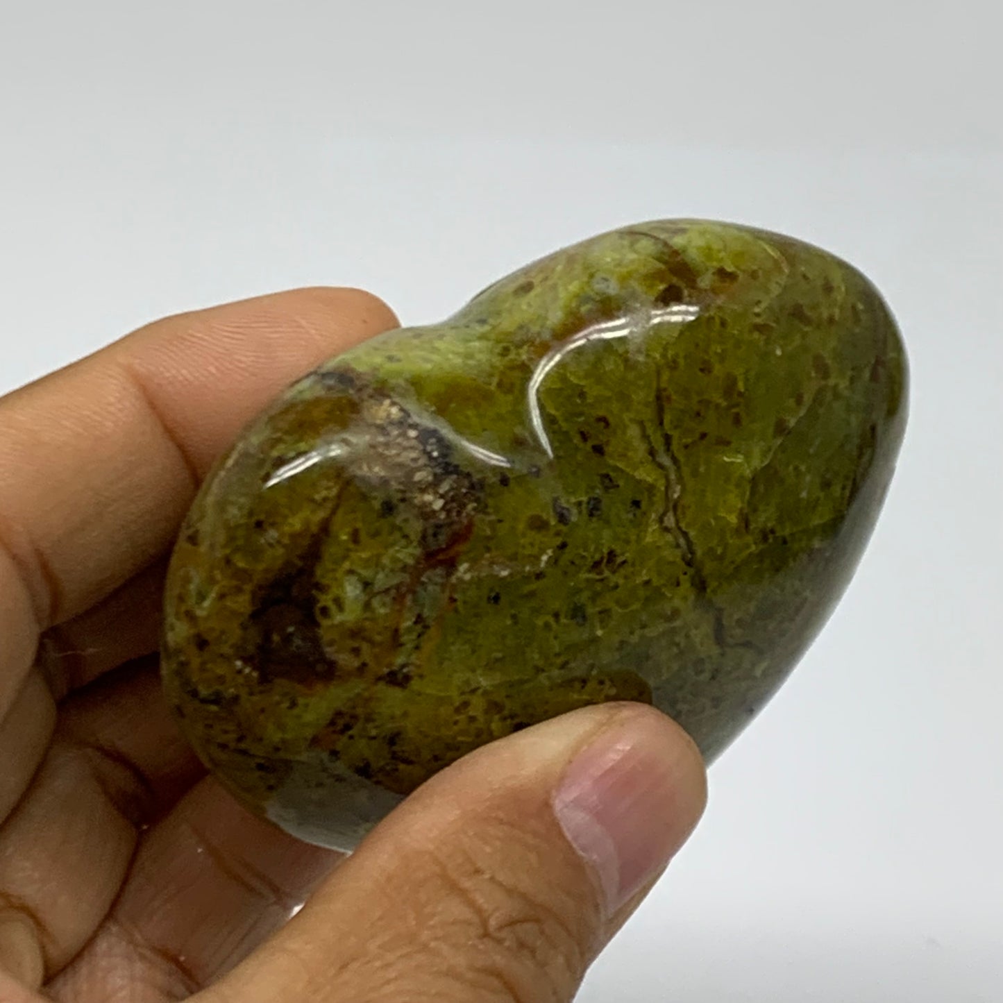 0.28 lbs, 2.3"x2.6"x1.2", Green Opal Heart Polished Gemstone Crystal, B38004