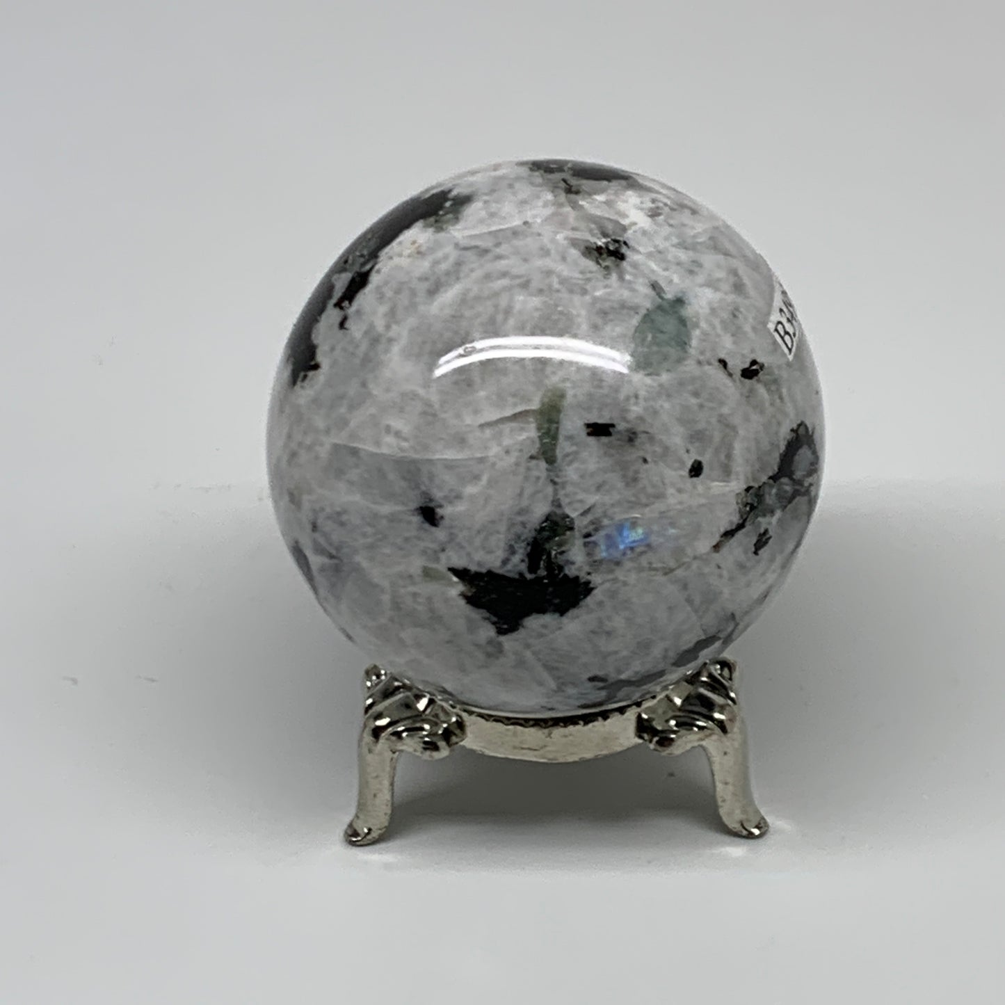 208.1g, 2.1"(52mm), Natural Rainbow Moonstone Sphere Ball Gemstone, B34954