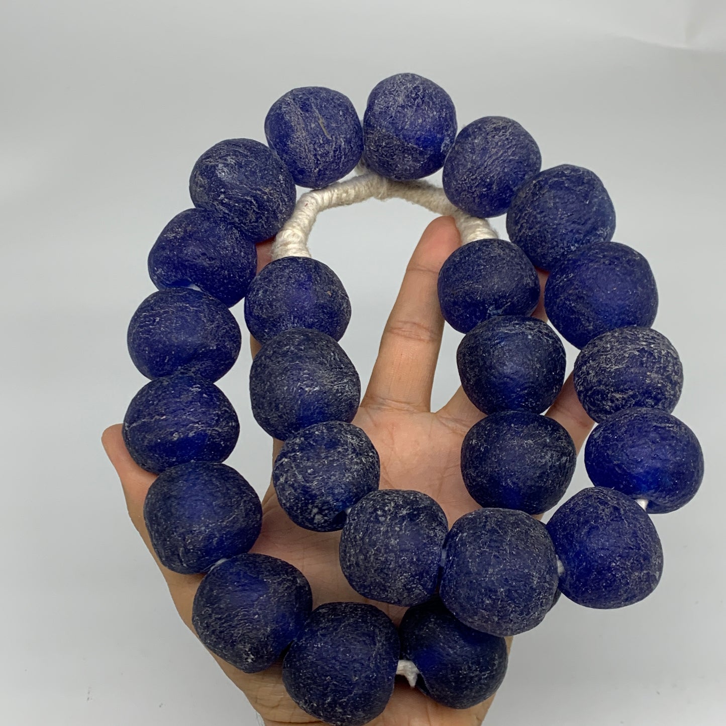 2.28 lbs, 25mm-30mm, 1 Strand, 25 beads, Blue Sea Glass Beads, B35669