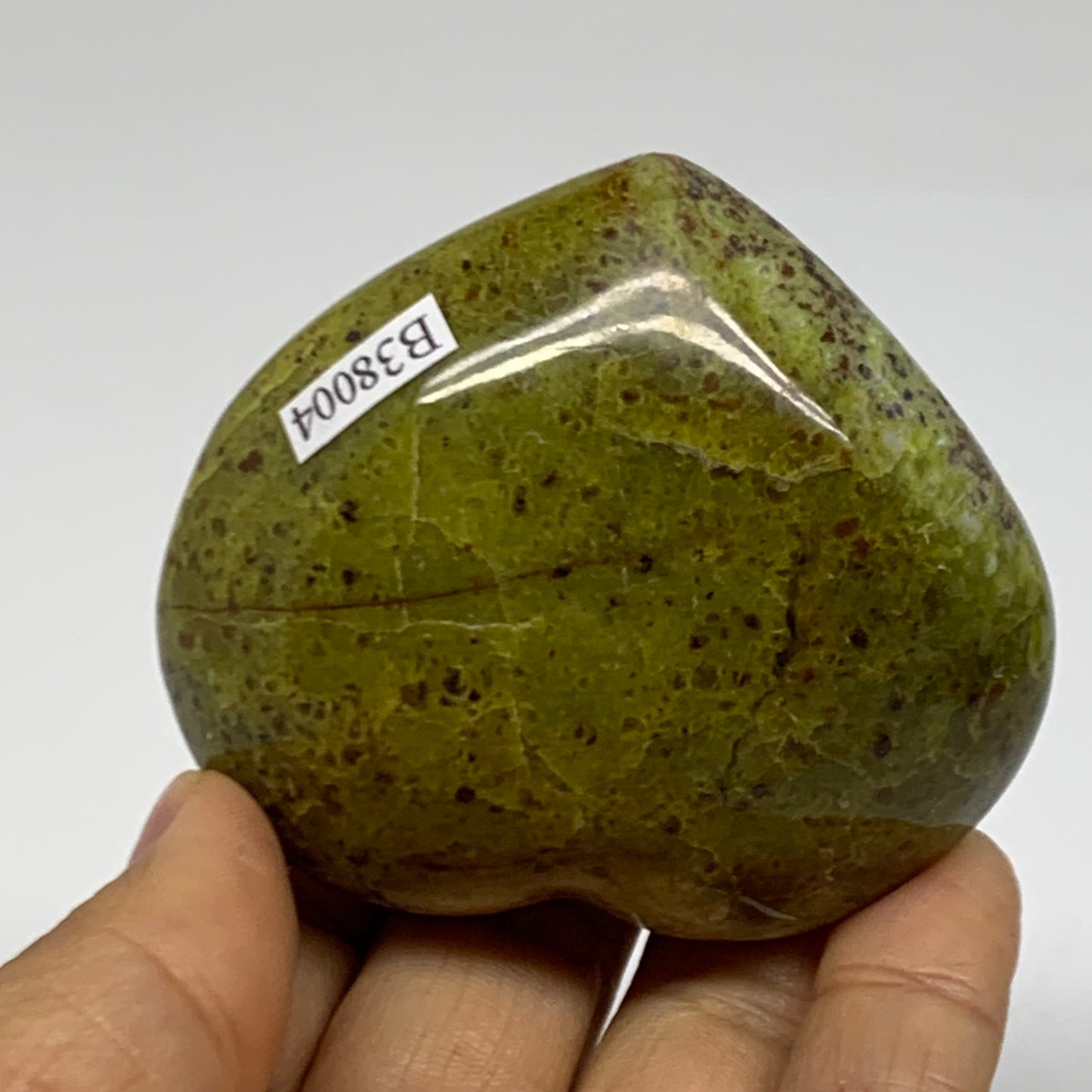 0.28 lbs, 2.3"x2.6"x1.2", Green Opal Heart Polished Gemstone Crystal, B38004