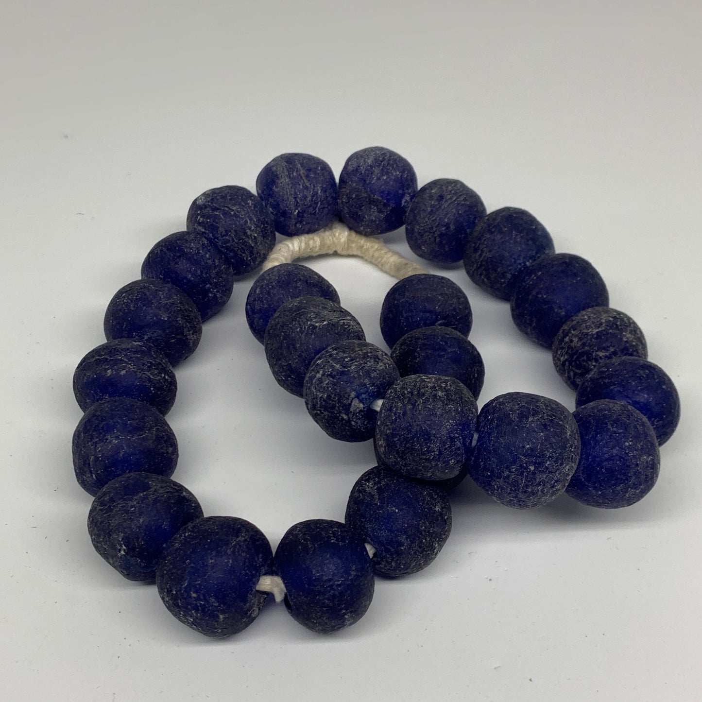 2.28 lbs, 25mm-30mm, 1 Strand, 25 beads, Blue Sea Glass Beads, B35669