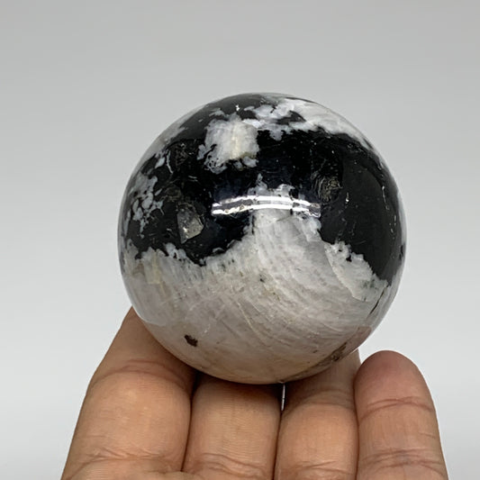 234.2g, 2.2"(55mm), Natural Rainbow Moonstone Sphere Ball Gemstone, B34955