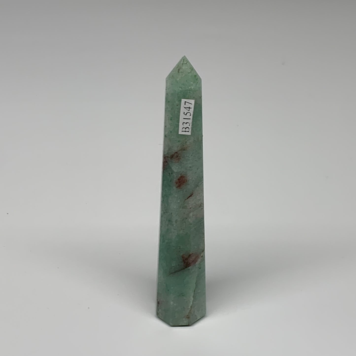 65.9g, 4.4"x0.8", Green Aventurine Tower Obelisk Point Crystal @India,B31547