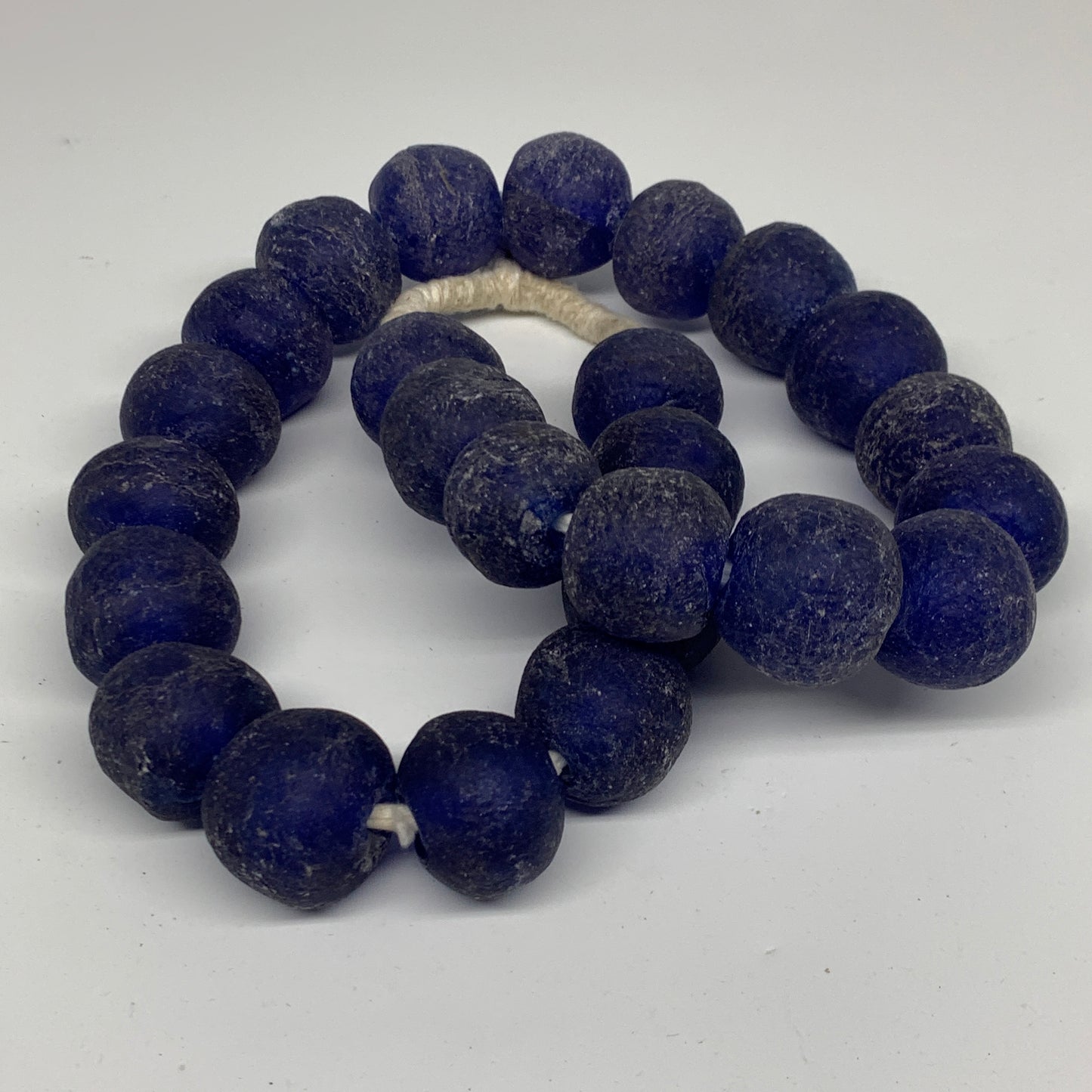 2.28 lbs, 25mm-30mm, 1 Strand, 25 beads, Blue Sea Glass Beads, B35669
