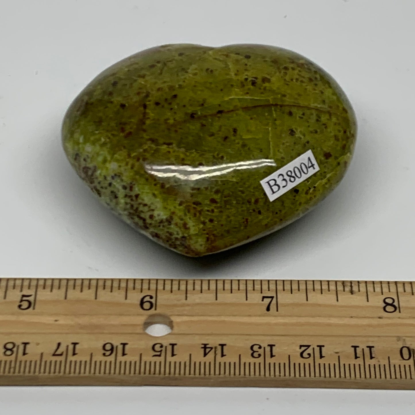 0.28 lbs, 2.3"x2.6"x1.2", Green Opal Heart Polished Gemstone Crystal, B38004