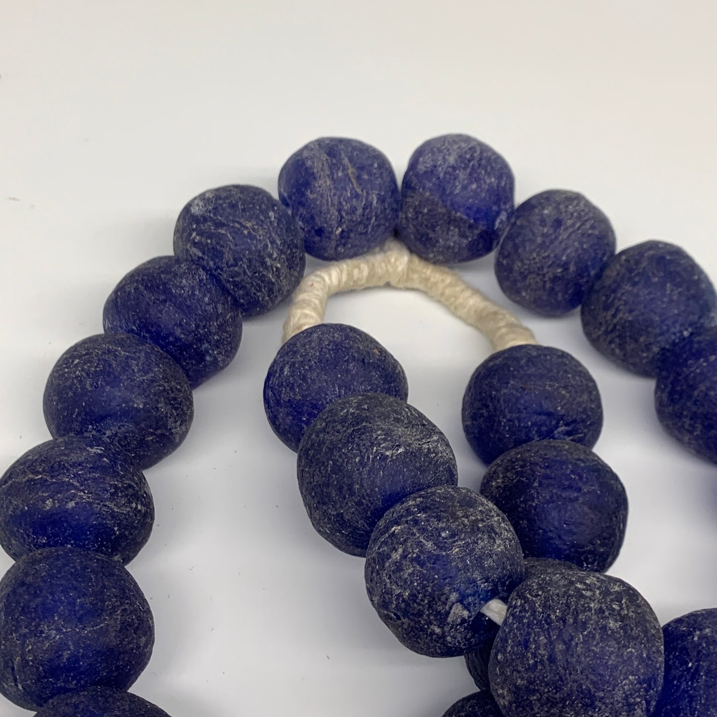 2.28 lbs, 25mm-30mm, 1 Strand, 25 beads, Blue Sea Glass Beads, B35669