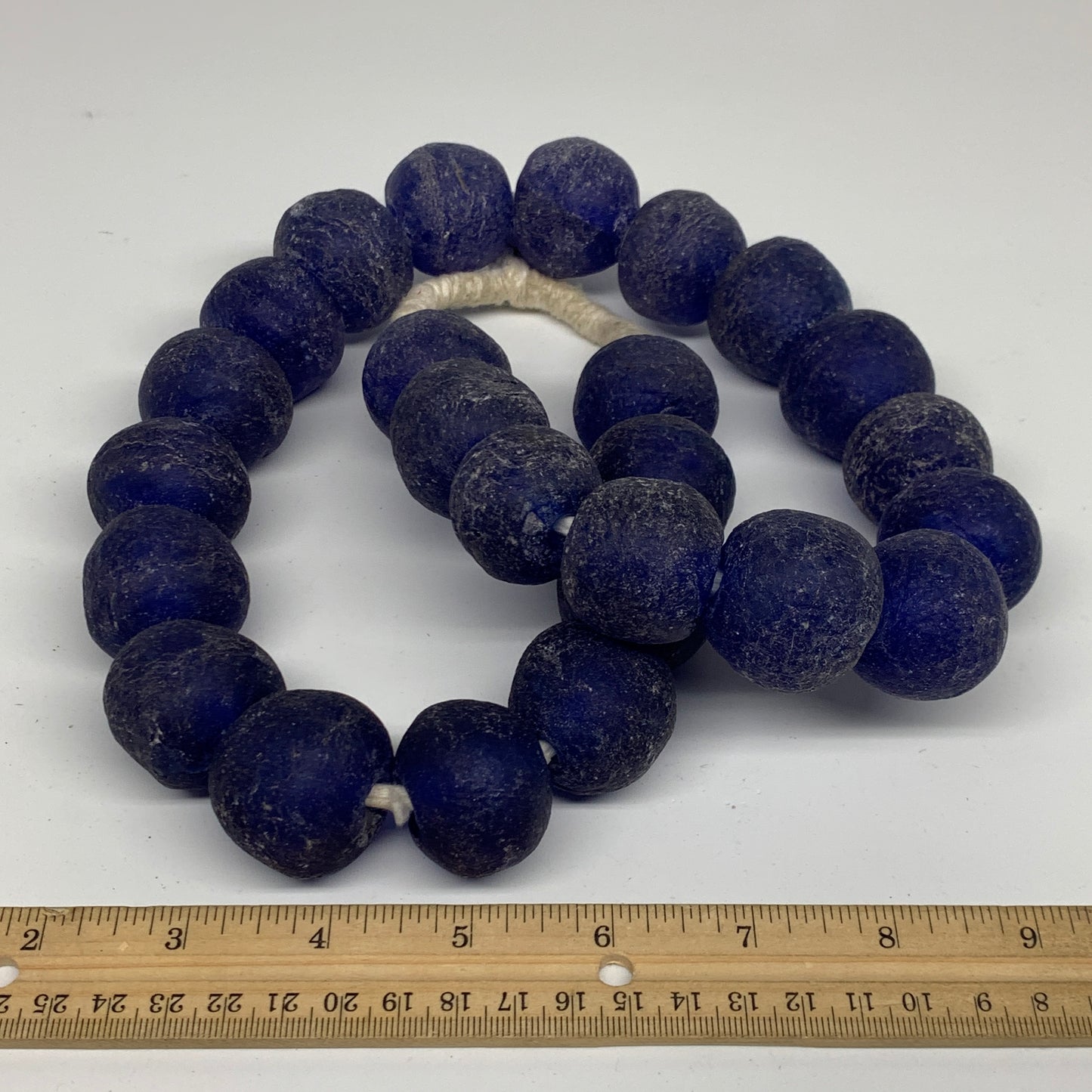 2.28 lbs, 25mm-30mm, 1 Strand, 25 beads, Blue Sea Glass Beads, B35669