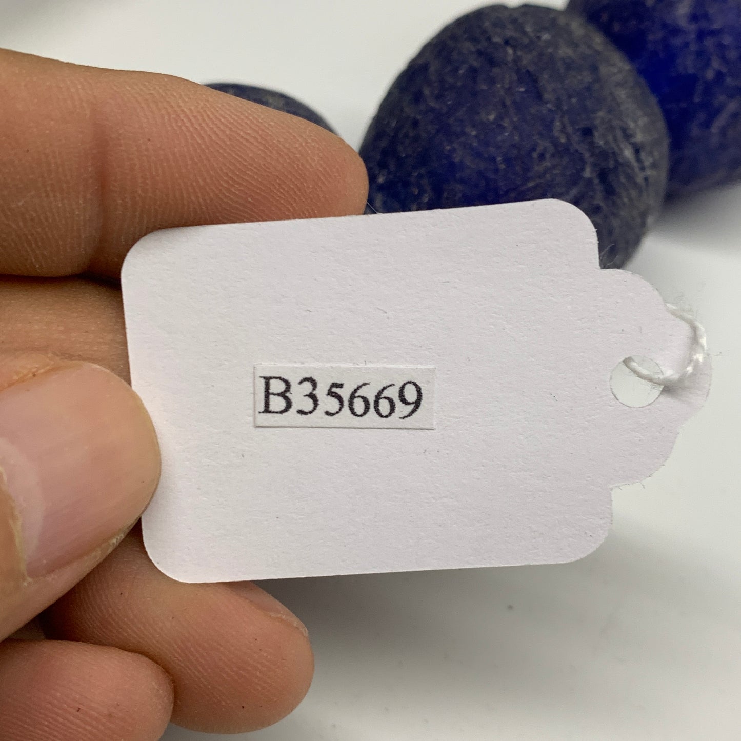 2.28 lbs, 25mm-30mm, 1 Strand, 25 beads, Blue Sea Glass Beads, B35669