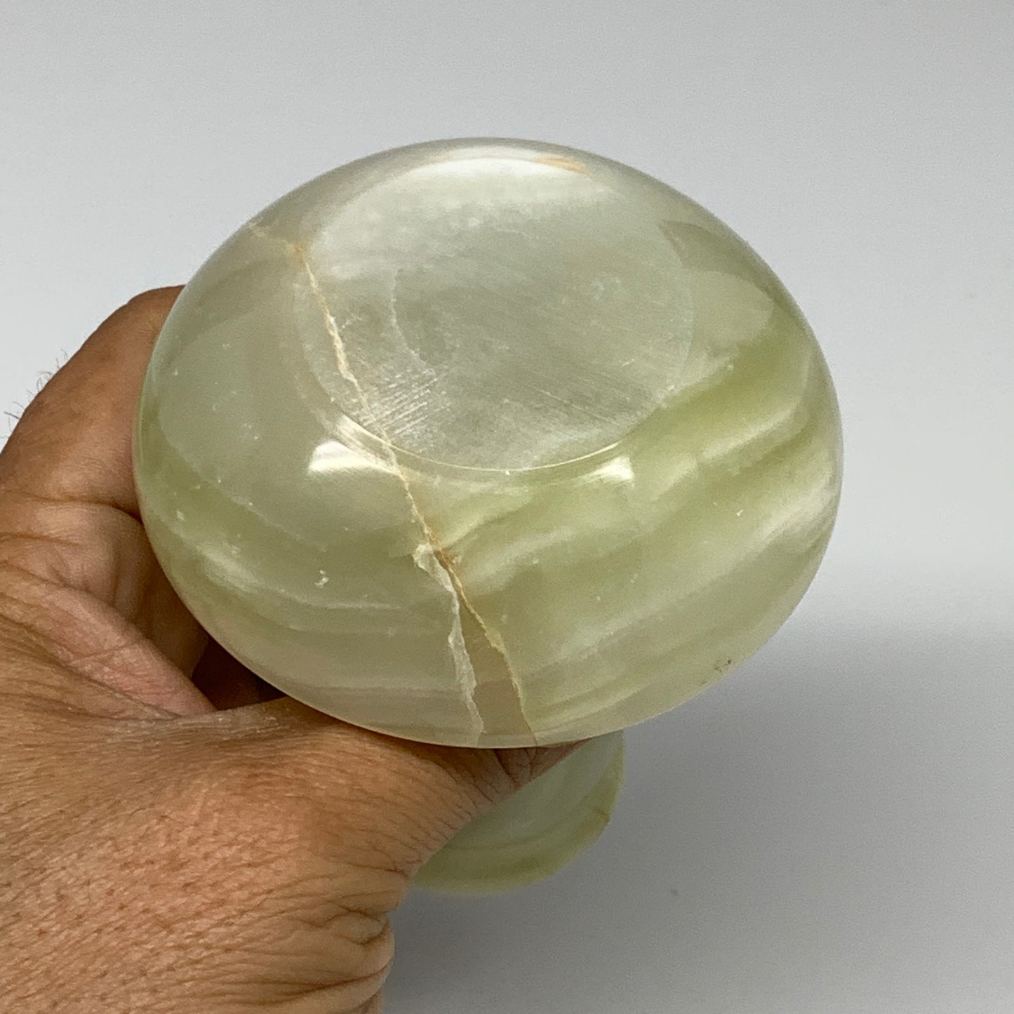 285g, 3.2"x1.5"x2.9", Natural Green Onyx Candle Holder Gemstone Hand Carved, B32