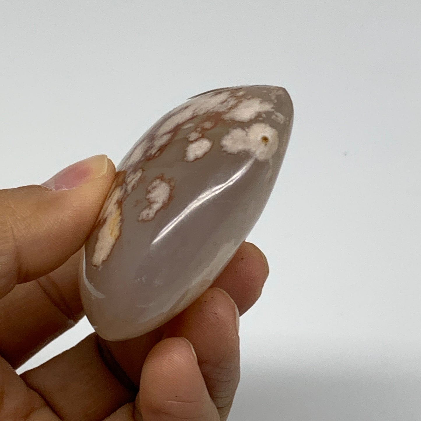 0.23 lbs, 2.1"x2.3"x1", Cherry Blossom Flower Agate Heart Crystal, B37147
