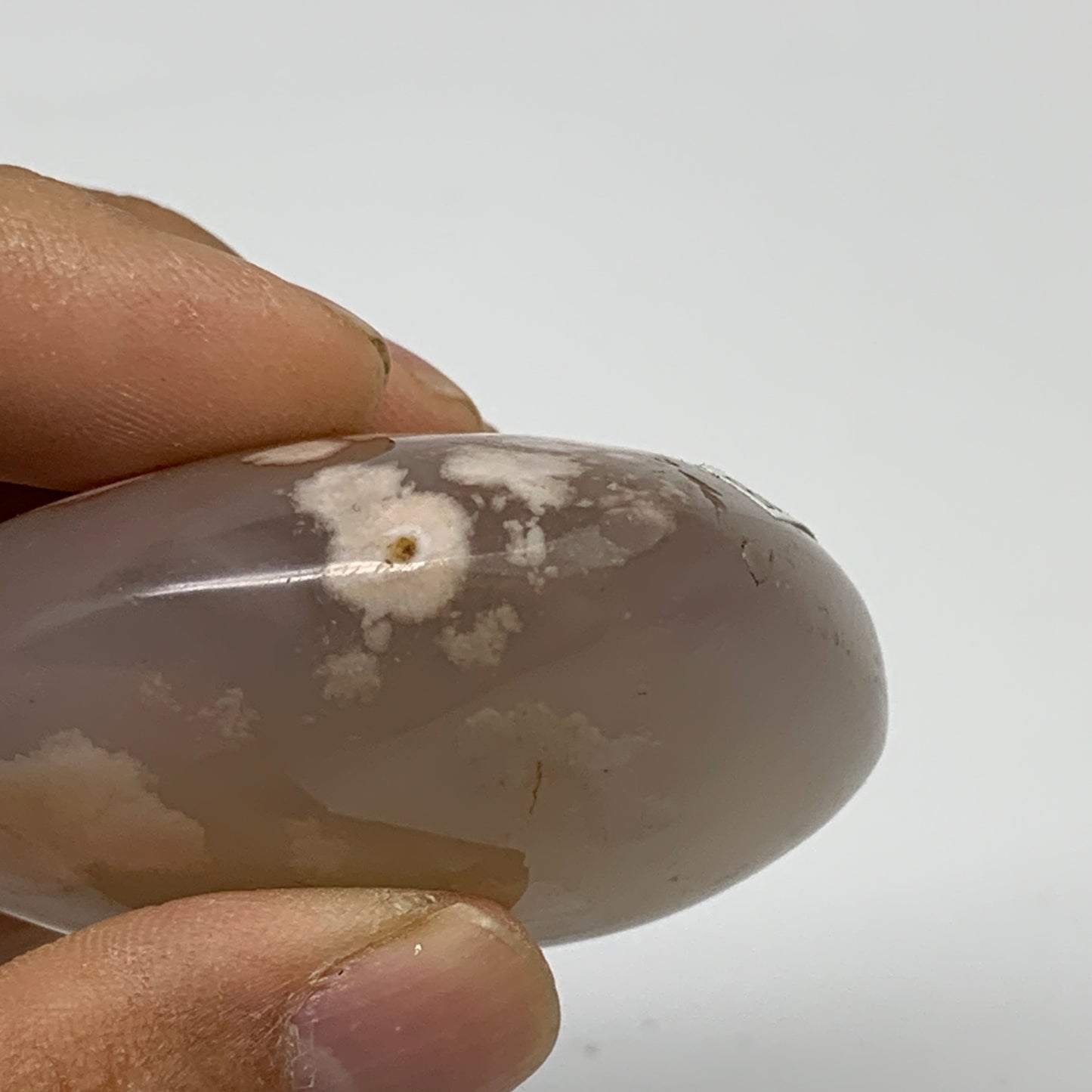 0.23 lbs, 2.1"x2.3"x1", Cherry Blossom Flower Agate Heart Crystal, B37147