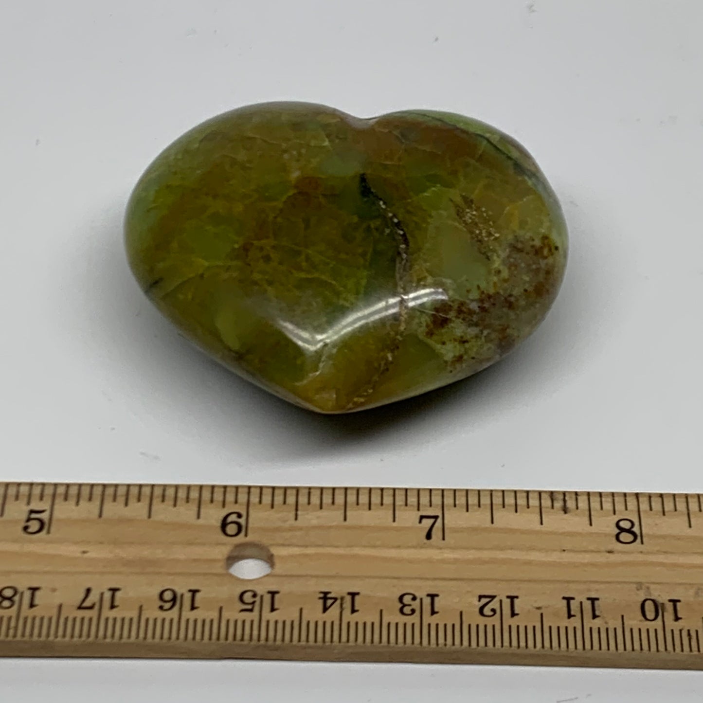 0.23 lbs, 2.2"x2.5"x1.1", Green Opal Heart Polished Gemstone Crystal, B38005