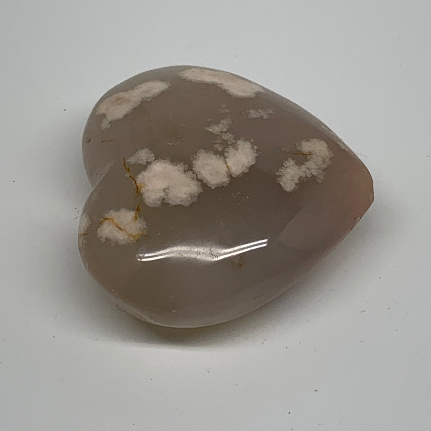 0.23 lbs, 2.1"x2.3"x1", Cherry Blossom Flower Agate Heart Crystal, B37147