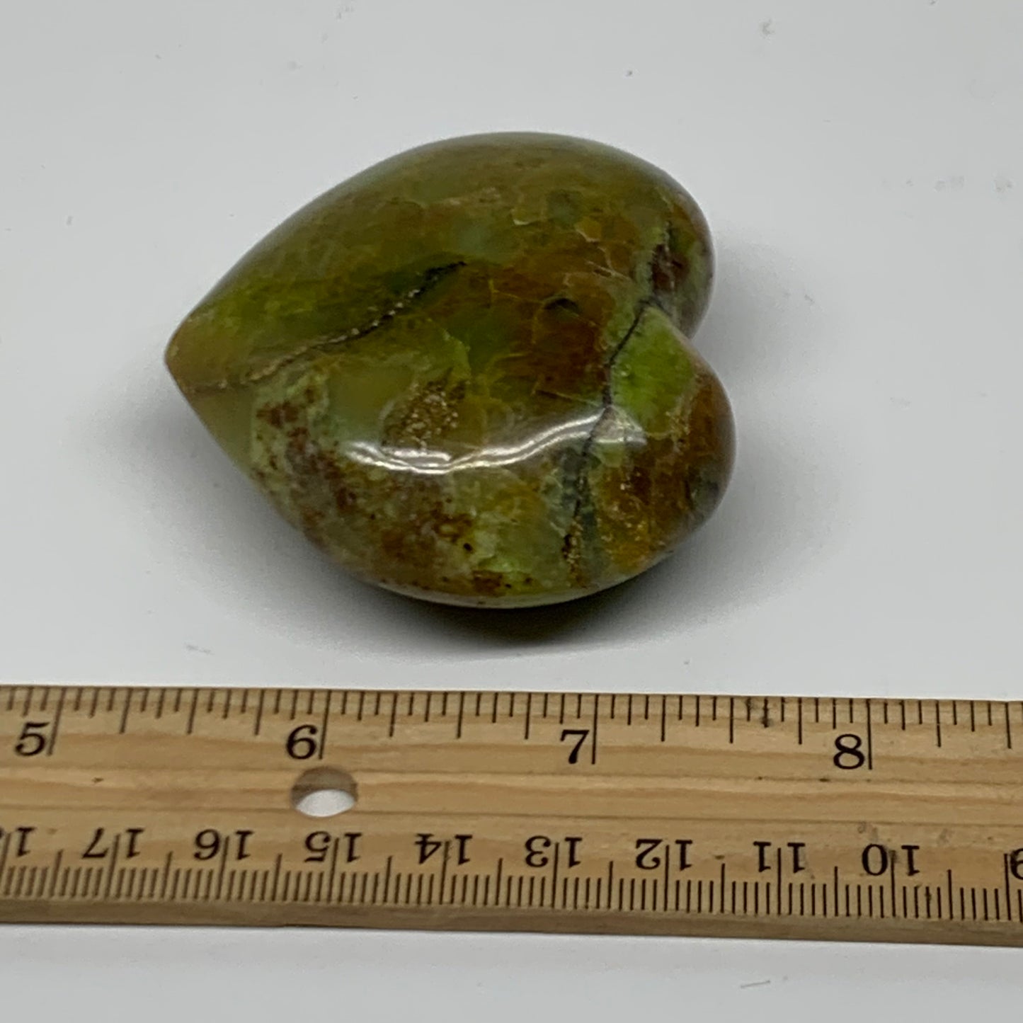 0.23 lbs, 2.2"x2.5"x1.1", Green Opal Heart Polished Gemstone Crystal, B38005