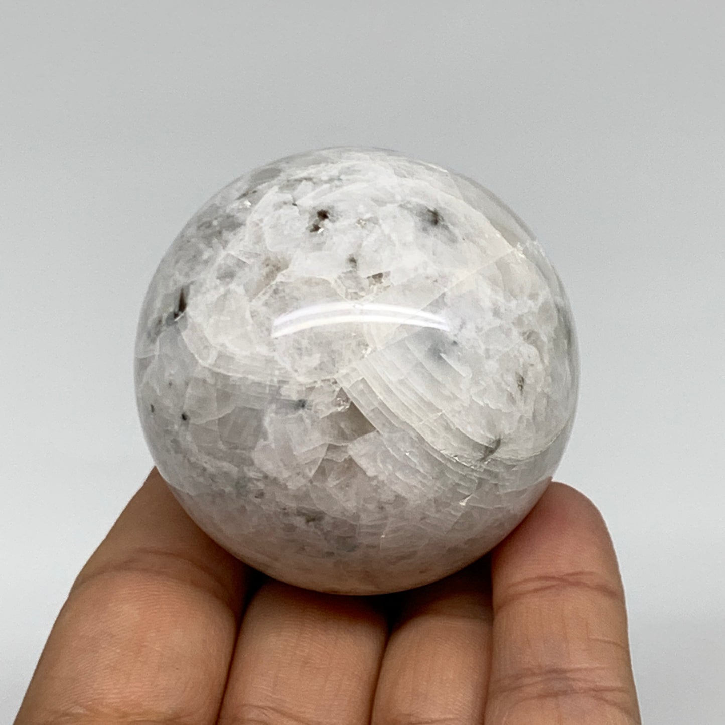 174.2g, 2"(50mm), Natural Rainbow Moonstone Sphere Ball Gemstone, B34956
