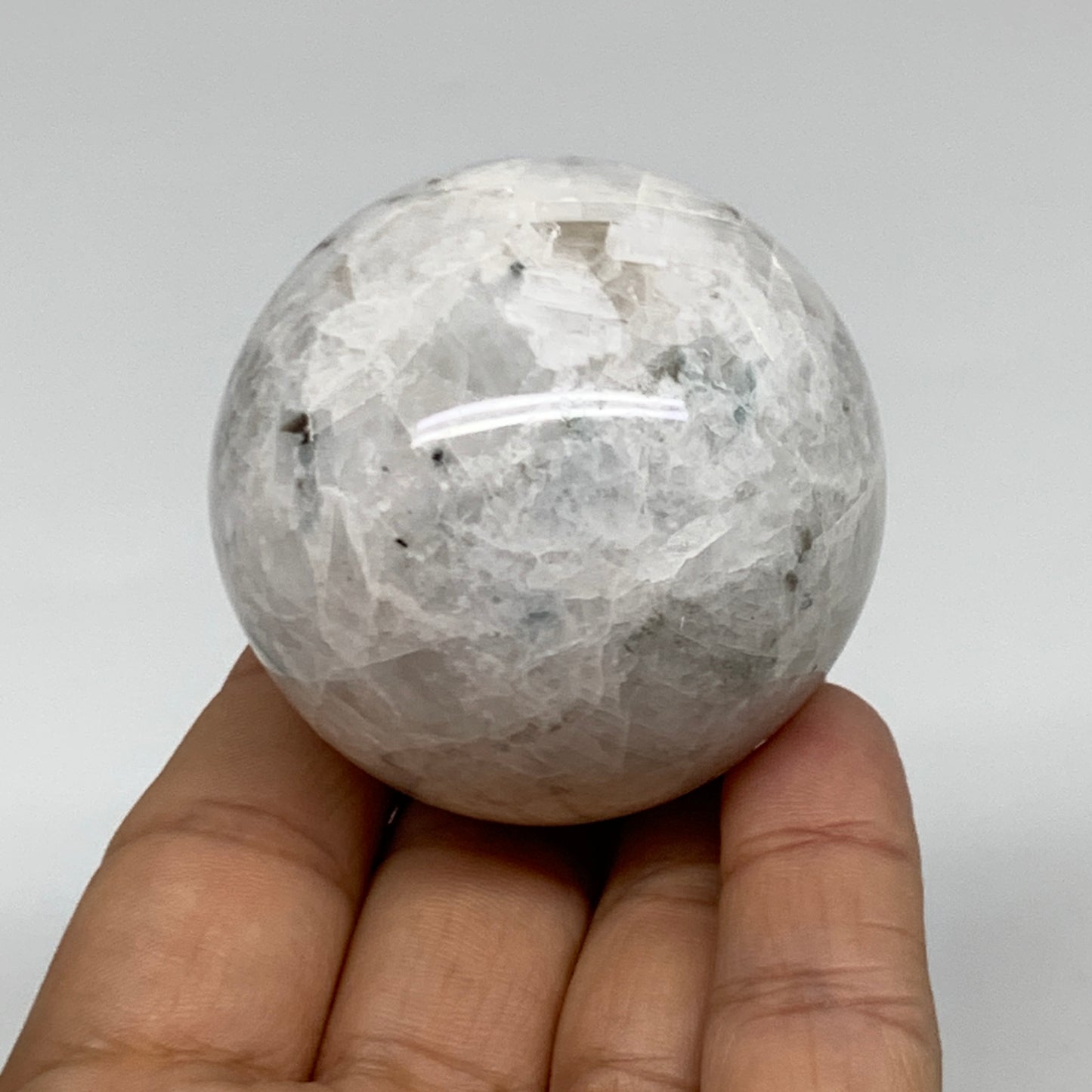 174.2g, 2"(50mm), Natural Rainbow Moonstone Sphere Ball Gemstone, B34956
