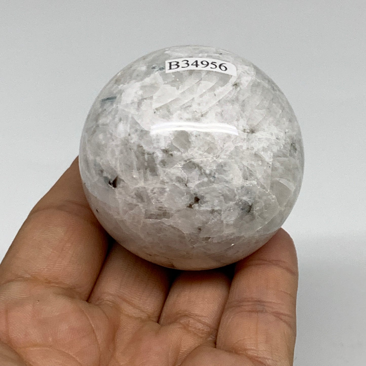 174.2g, 2"(50mm), Natural Rainbow Moonstone Sphere Ball Gemstone, B34956