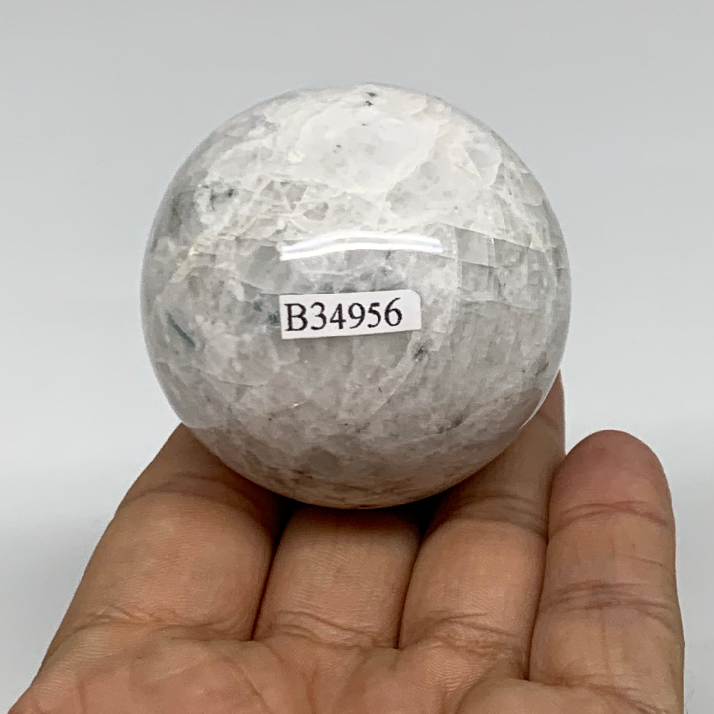 174.2g, 2"(50mm), Natural Rainbow Moonstone Sphere Ball Gemstone, B34956