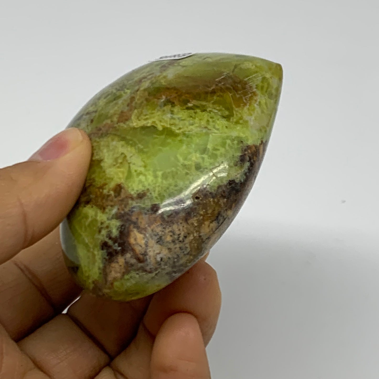 0.30 lbs, 2.4"x2.8"x1.2", Green Opal Heart Polished Gemstone Crystal, B38006