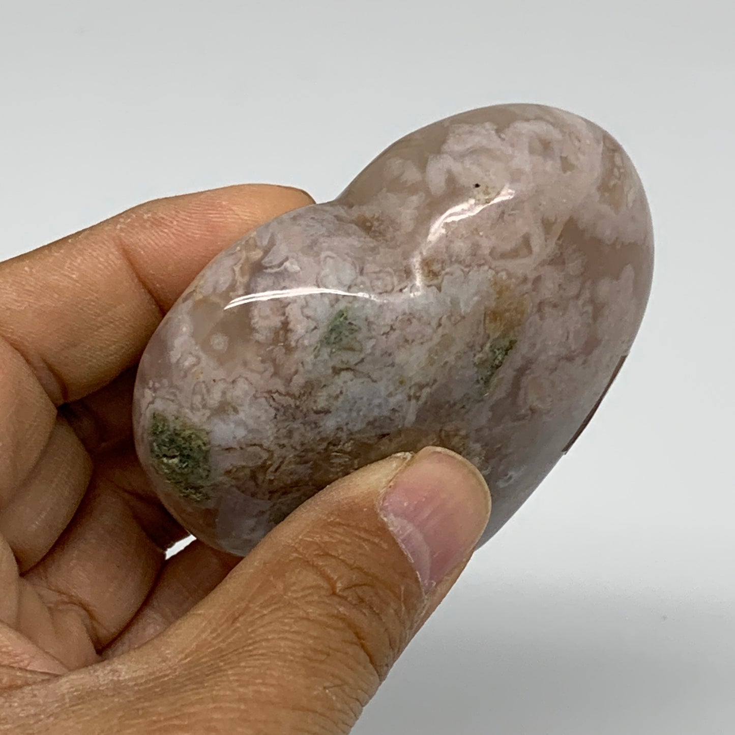 0.36 lbs, 2.4"x2.8"x1.1", Cherry Blossom Flower Agate Heart Crystal, B37146