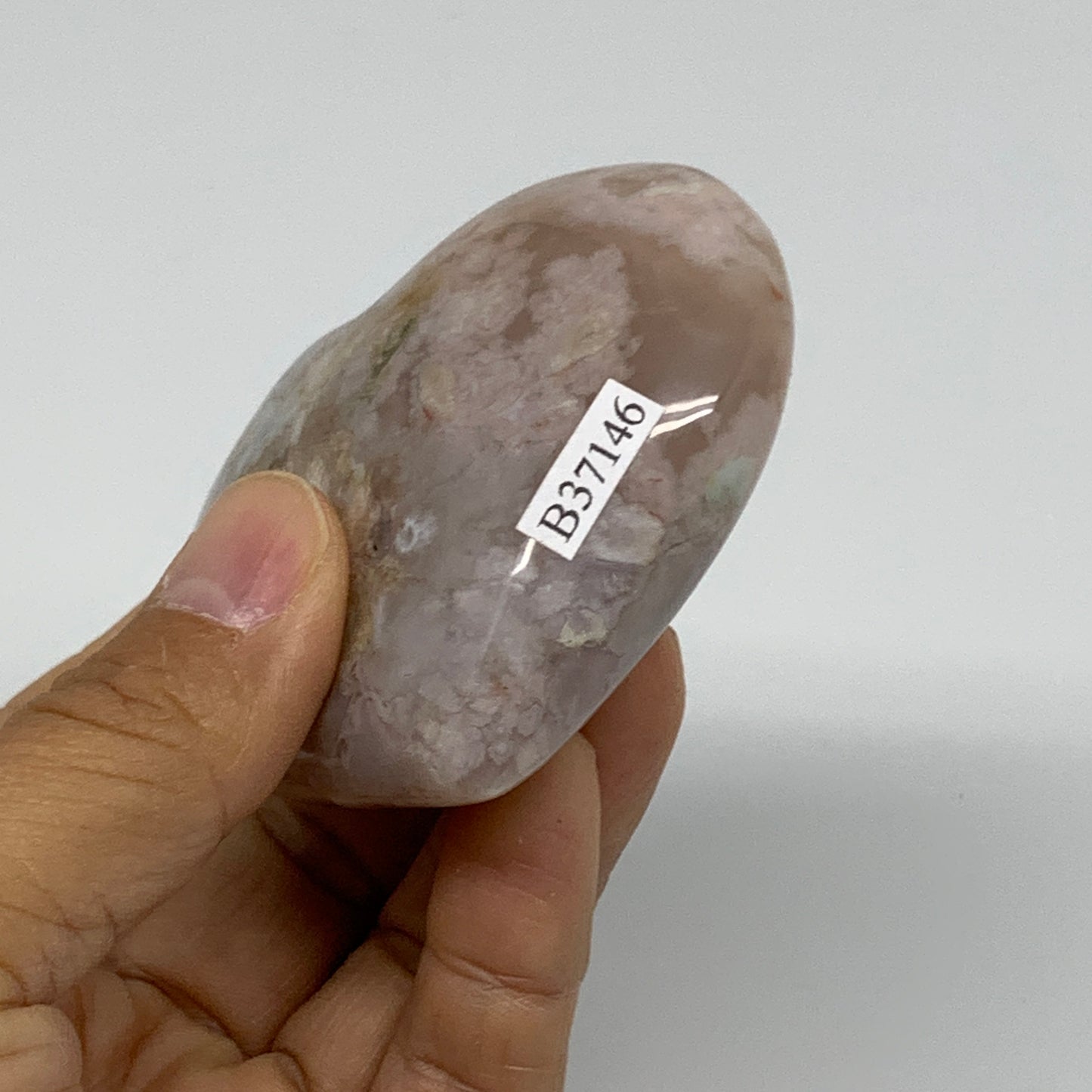 0.36 lbs, 2.4"x2.8"x1.1", Cherry Blossom Flower Agate Heart Crystal, B37146