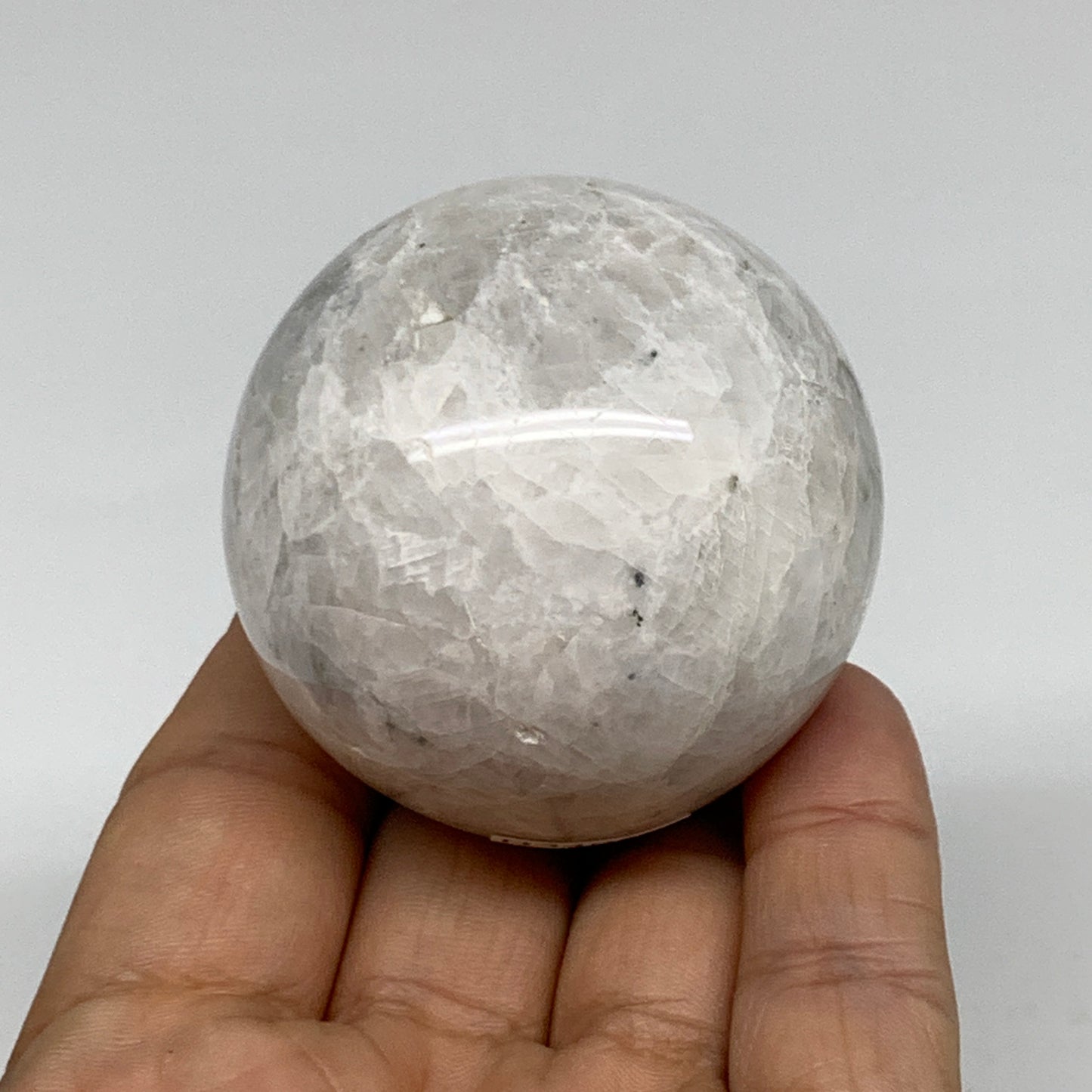174.2g, 2"(50mm), Natural Rainbow Moonstone Sphere Ball Gemstone, B34956
