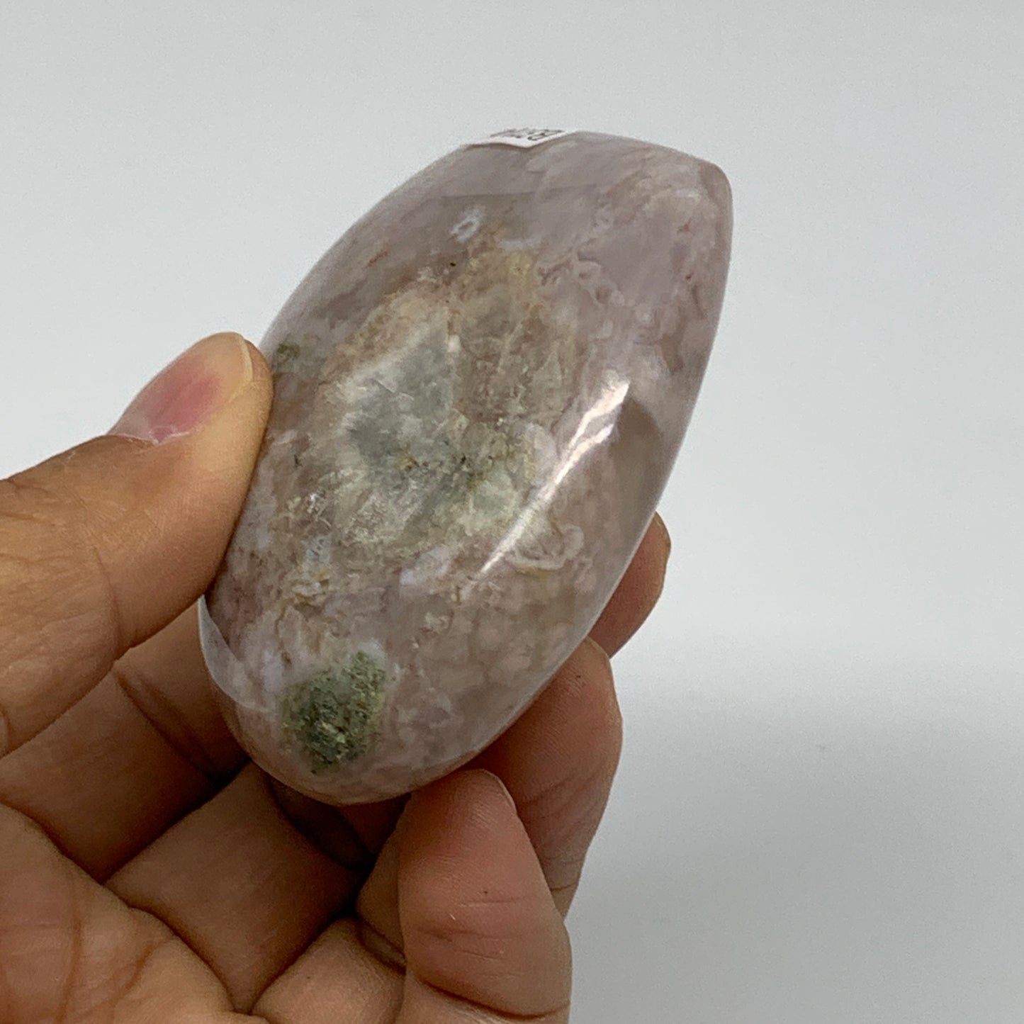 0.36 lbs, 2.4"x2.8"x1.1", Cherry Blossom Flower Agate Heart Crystal, B37146