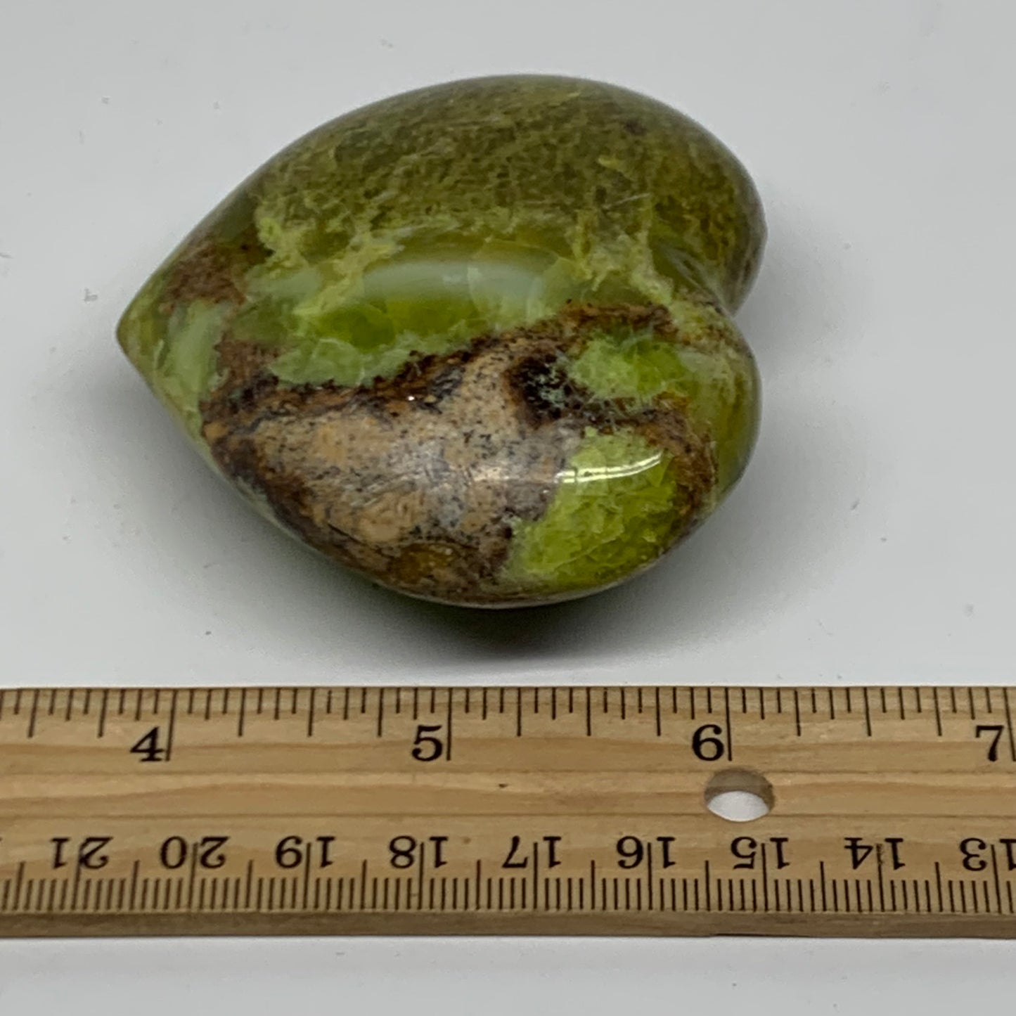 0.30 lbs, 2.4"x2.8"x1.2", Green Opal Heart Polished Gemstone Crystal, B38006