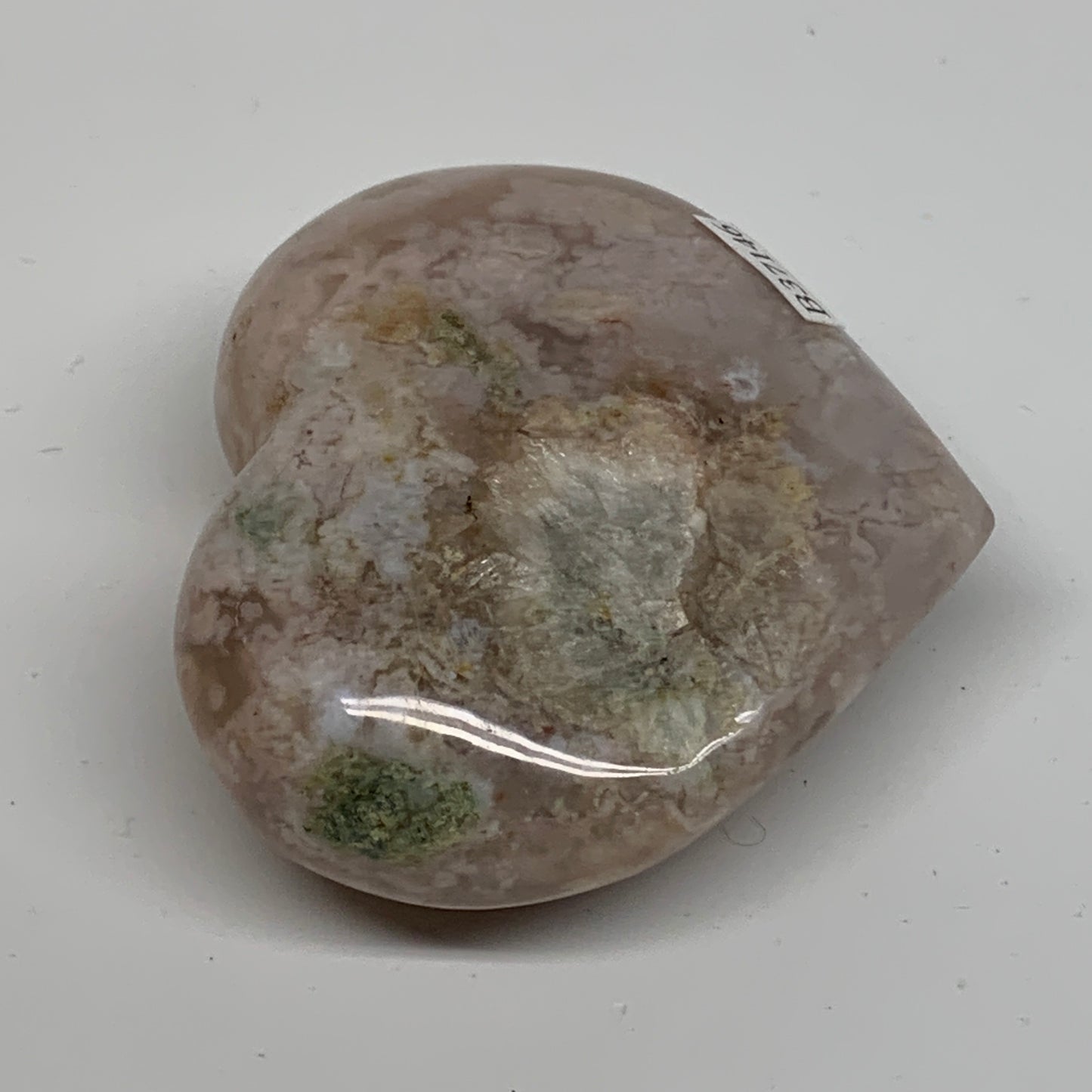 0.36 lbs, 2.4"x2.8"x1.1", Cherry Blossom Flower Agate Heart Crystal, B37146