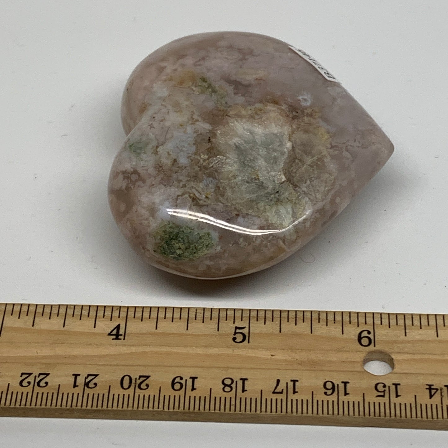 0.36 lbs, 2.4"x2.8"x1.1", Cherry Blossom Flower Agate Heart Crystal, B37146