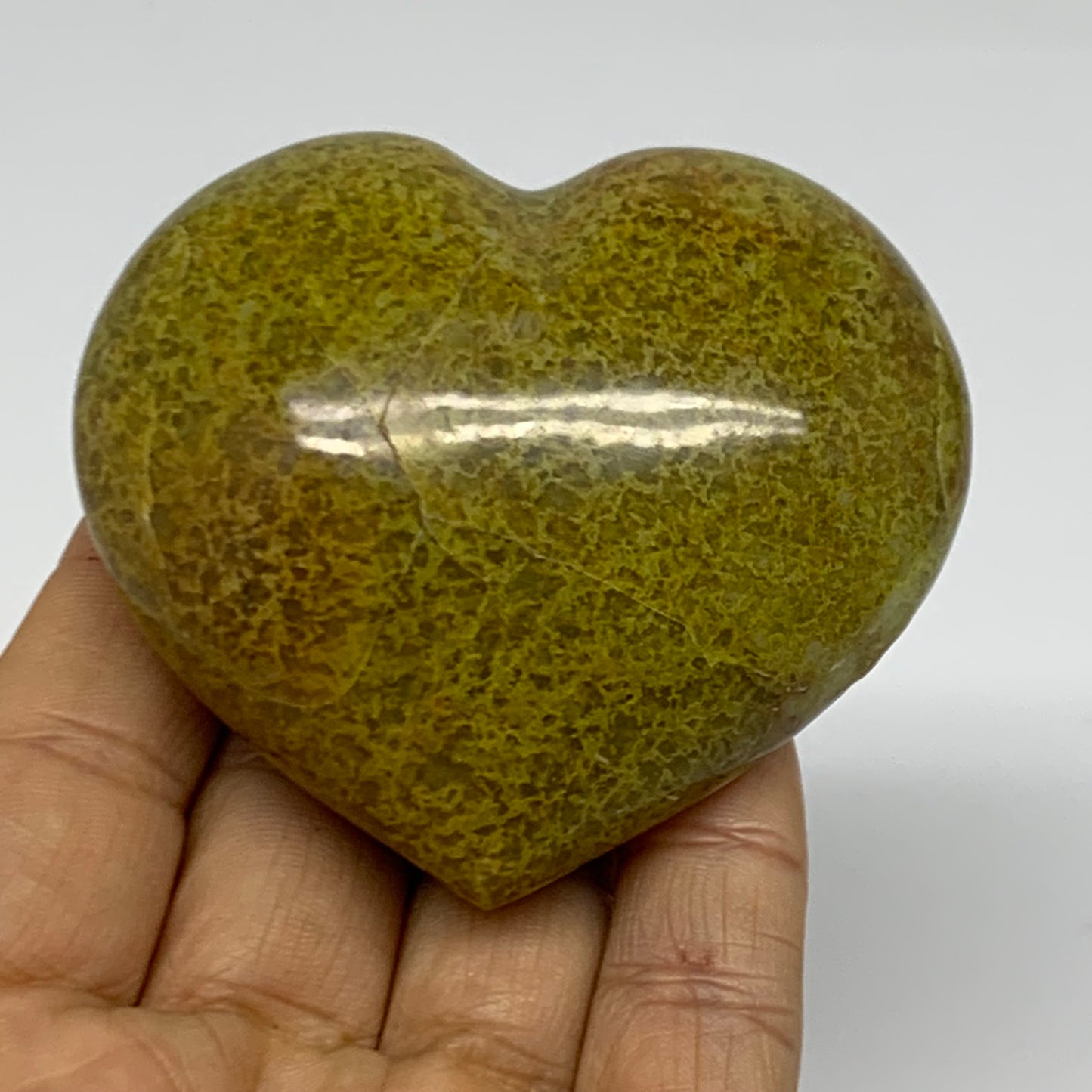 0.31 lbs, 2.4"x2.8"x1.4", Green Opal Heart Polished Gemstone Crystal, B38007