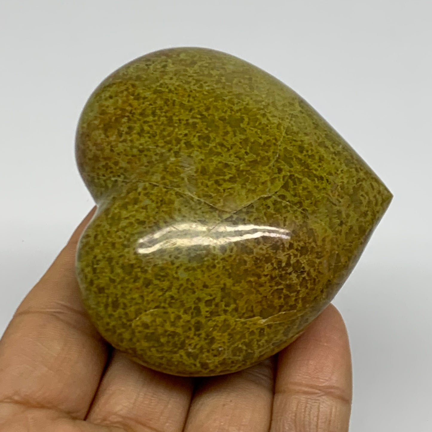 0.31 lbs, 2.4"x2.8"x1.4", Green Opal Heart Polished Gemstone Crystal, B38007