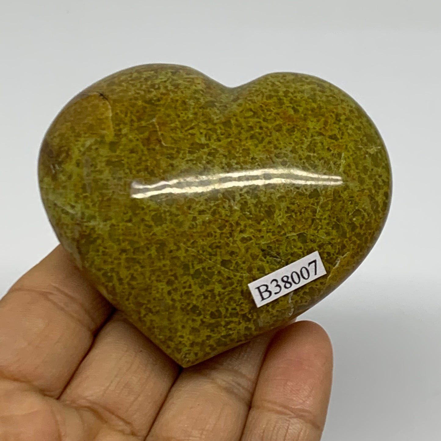 0.31 lbs, 2.4"x2.8"x1.4", Green Opal Heart Polished Gemstone Crystal, B38007