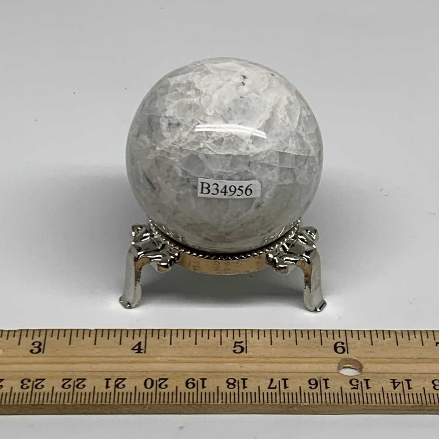 174.2g, 2"(50mm), Natural Rainbow Moonstone Sphere Ball Gemstone, B34956