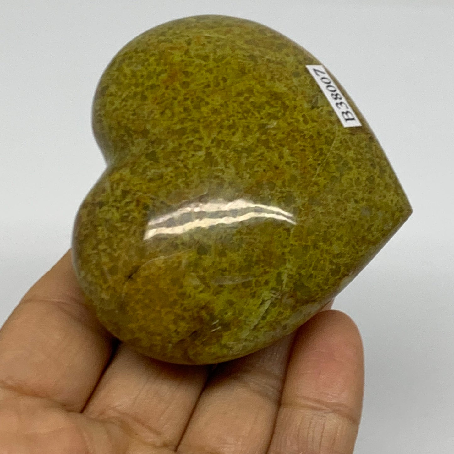 0.31 lbs, 2.4"x2.8"x1.4", Green Opal Heart Polished Gemstone Crystal, B38007