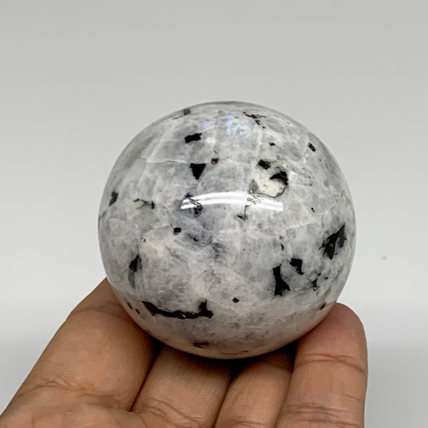 192.7g, 2"(50mm), Natural Rainbow Moonstone Sphere Ball Gemstone, B34957