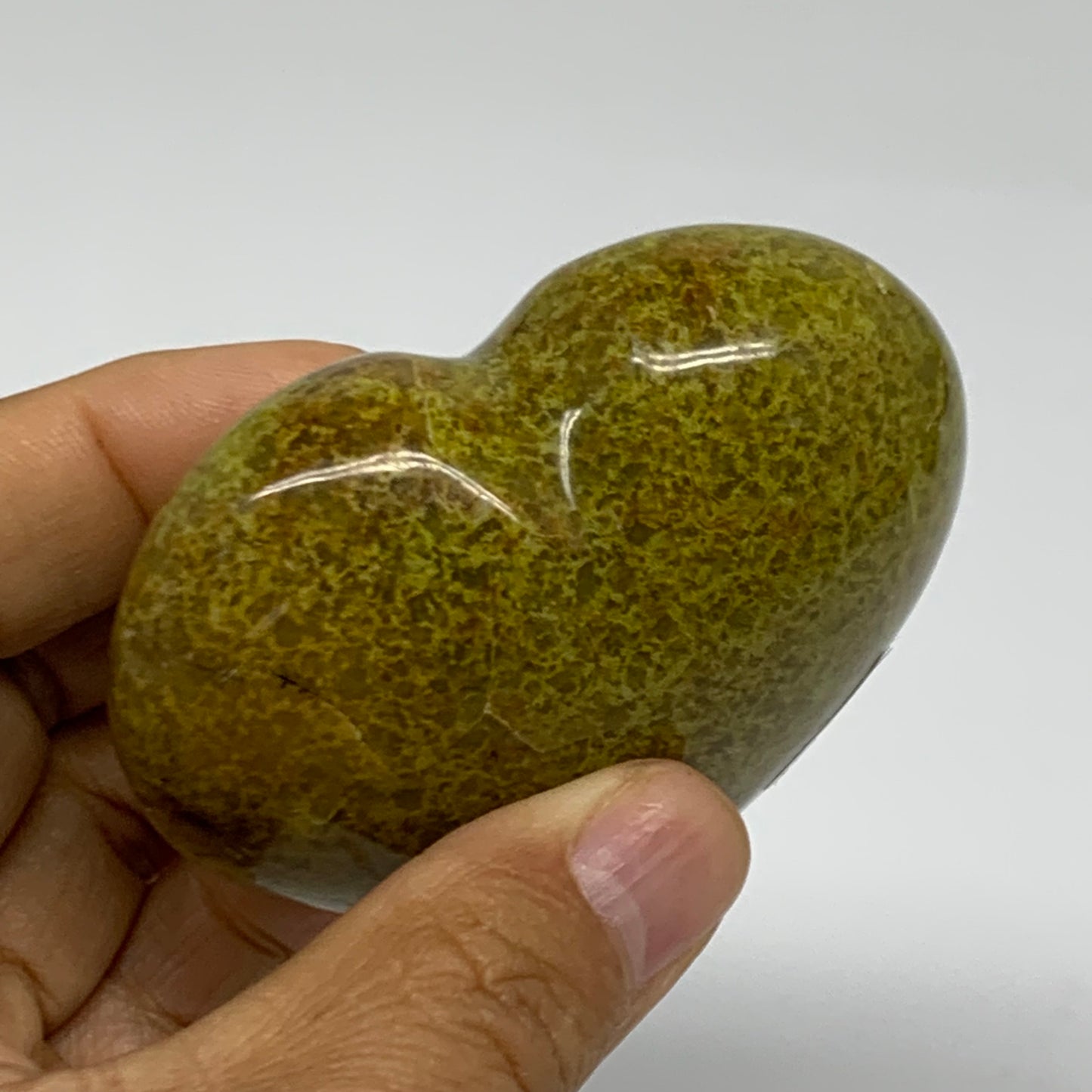 0.31 lbs, 2.4"x2.8"x1.4", Green Opal Heart Polished Gemstone Crystal, B38007