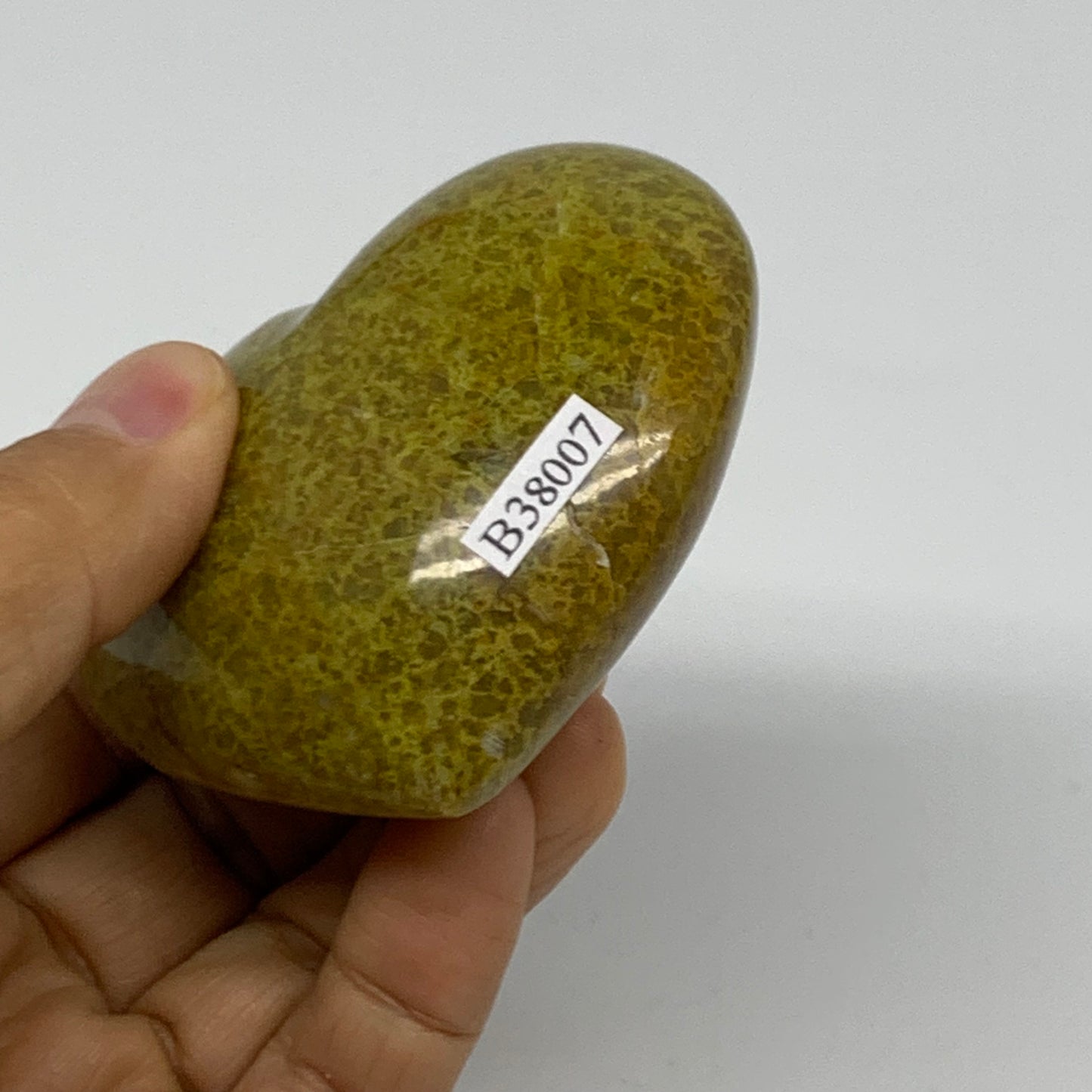 0.31 lbs, 2.4"x2.8"x1.4", Green Opal Heart Polished Gemstone Crystal, B38007