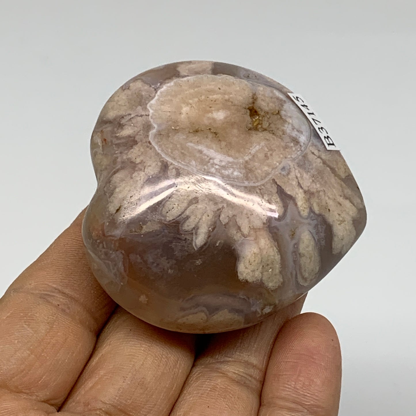 0.24 lbs, 2.1"x2.2"x1.1", Cherry Blossom Flower Agate Heart Crystal, B37145