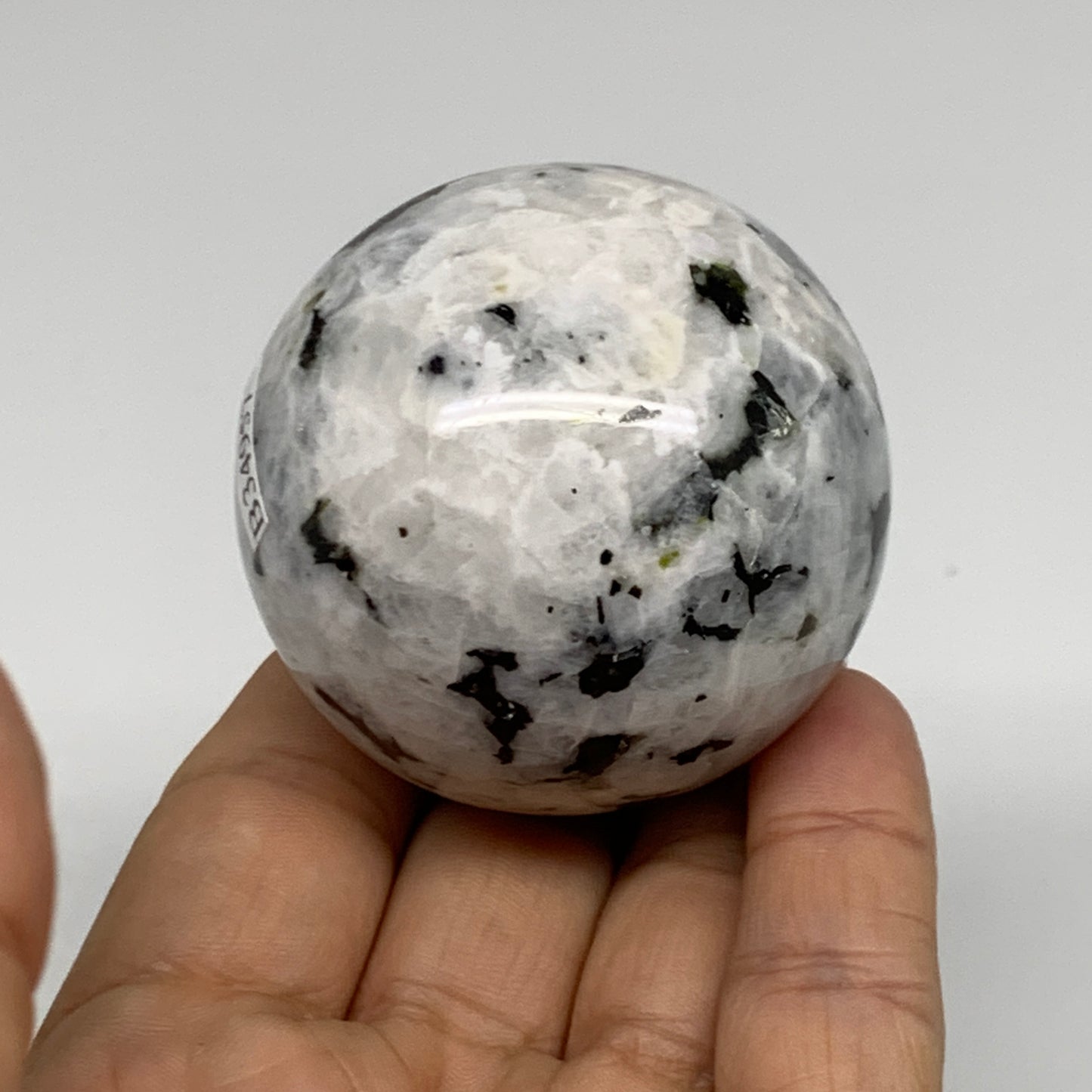 192.7g, 2"(50mm), Natural Rainbow Moonstone Sphere Ball Gemstone, B34957