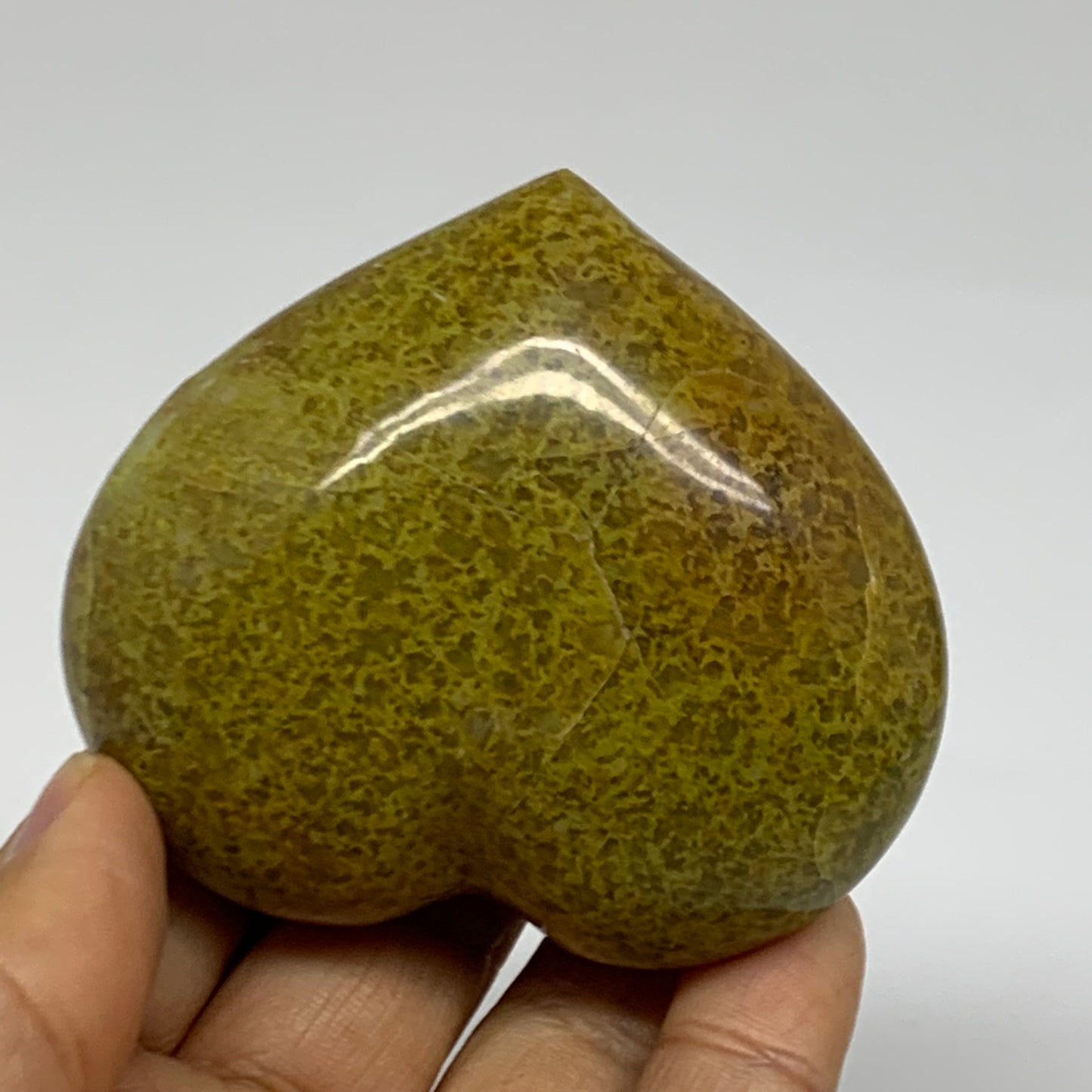 0.31 lbs, 2.4"x2.8"x1.4", Green Opal Heart Polished Gemstone Crystal, B38007