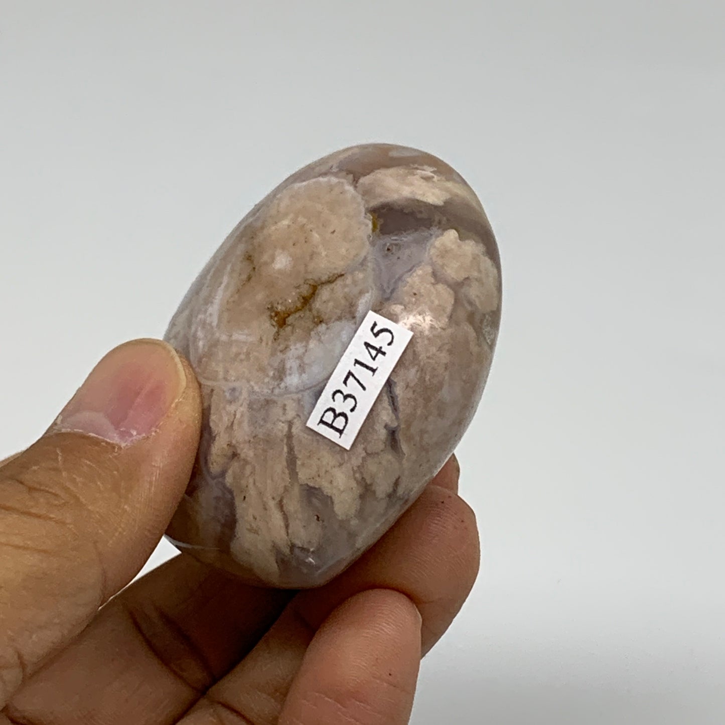 0.24 lbs, 2.1"x2.2"x1.1", Cherry Blossom Flower Agate Heart Crystal, B37145