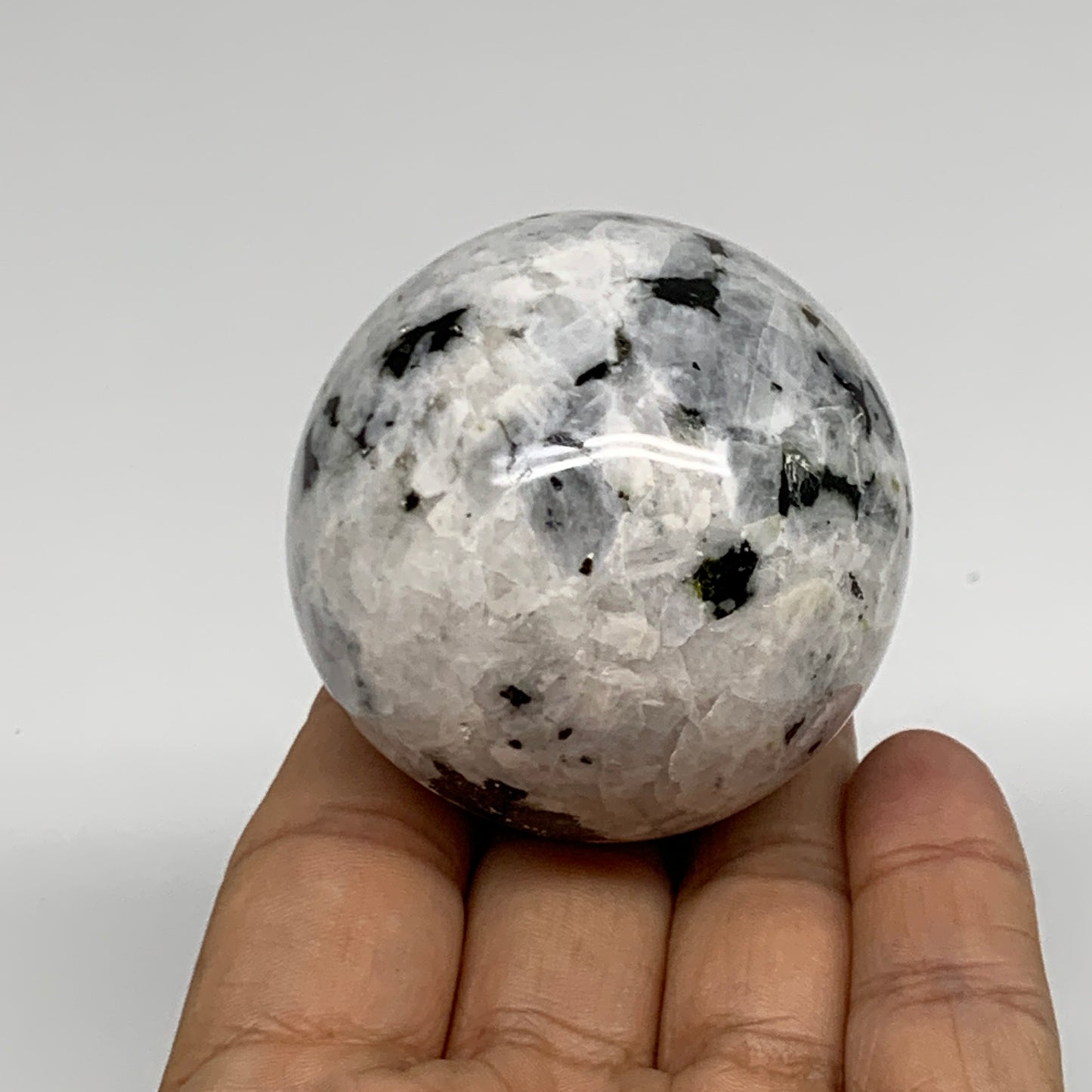 192.7g, 2"(50mm), Natural Rainbow Moonstone Sphere Ball Gemstone, B34957