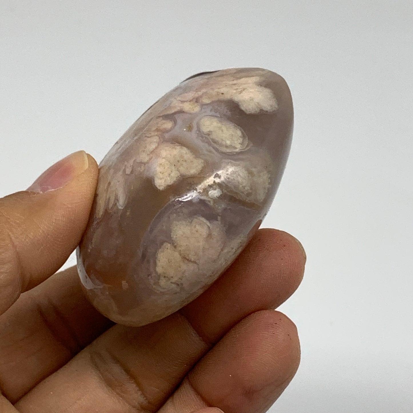0.24 lbs, 2.1"x2.2"x1.1", Cherry Blossom Flower Agate Heart Crystal, B37145