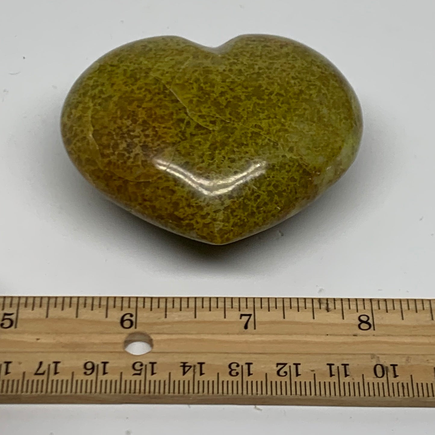 0.31 lbs, 2.4"x2.8"x1.4", Green Opal Heart Polished Gemstone Crystal, B38007