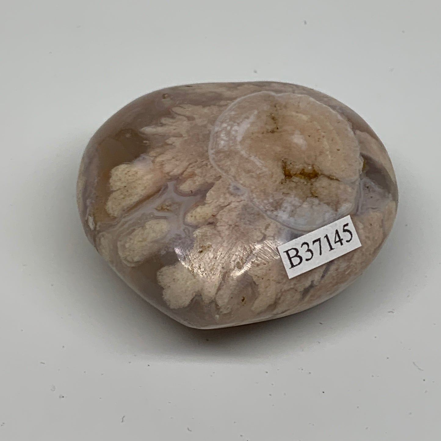 0.24 lbs, 2.1"x2.2"x1.1", Cherry Blossom Flower Agate Heart Crystal, B37145