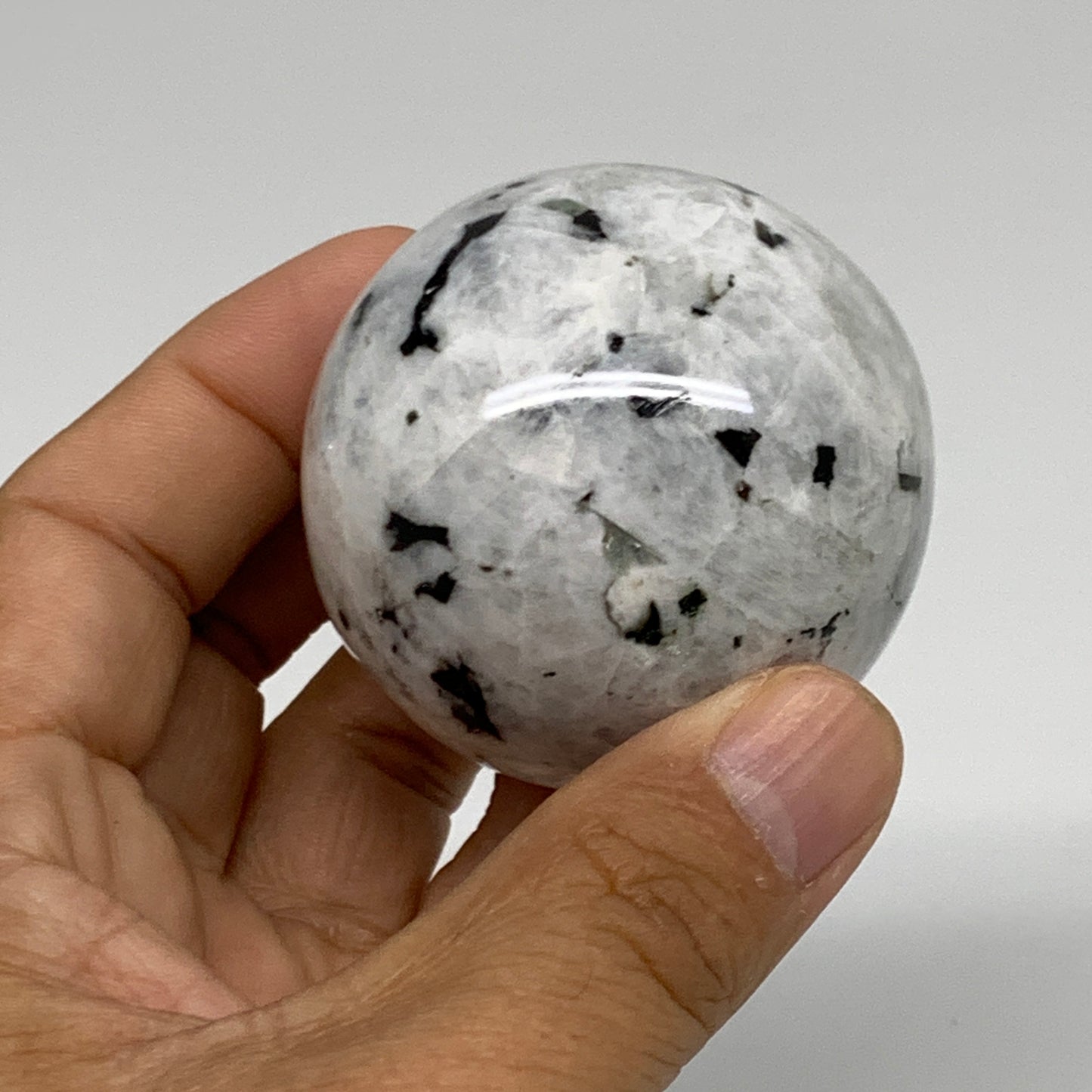 192.7g, 2"(50mm), Natural Rainbow Moonstone Sphere Ball Gemstone, B34957