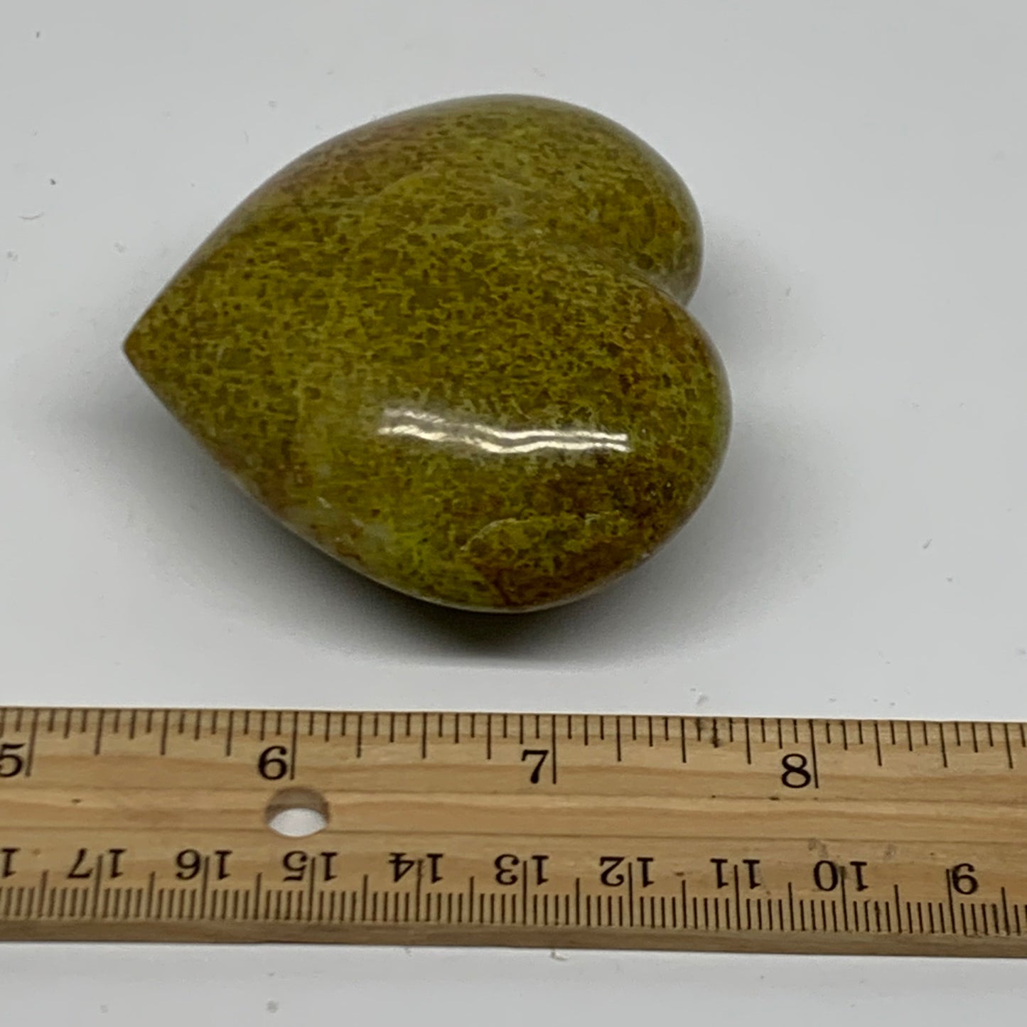 0.31 lbs, 2.4"x2.8"x1.4", Green Opal Heart Polished Gemstone Crystal, B38007
